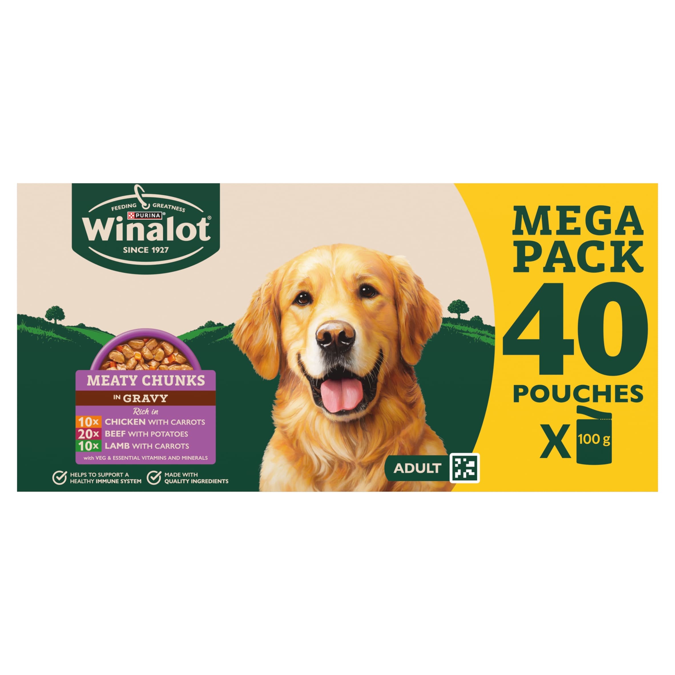 WINALOT Meaty Chunks Mixed in Gravy Wet Dog Food 40x100g thumbnail 2