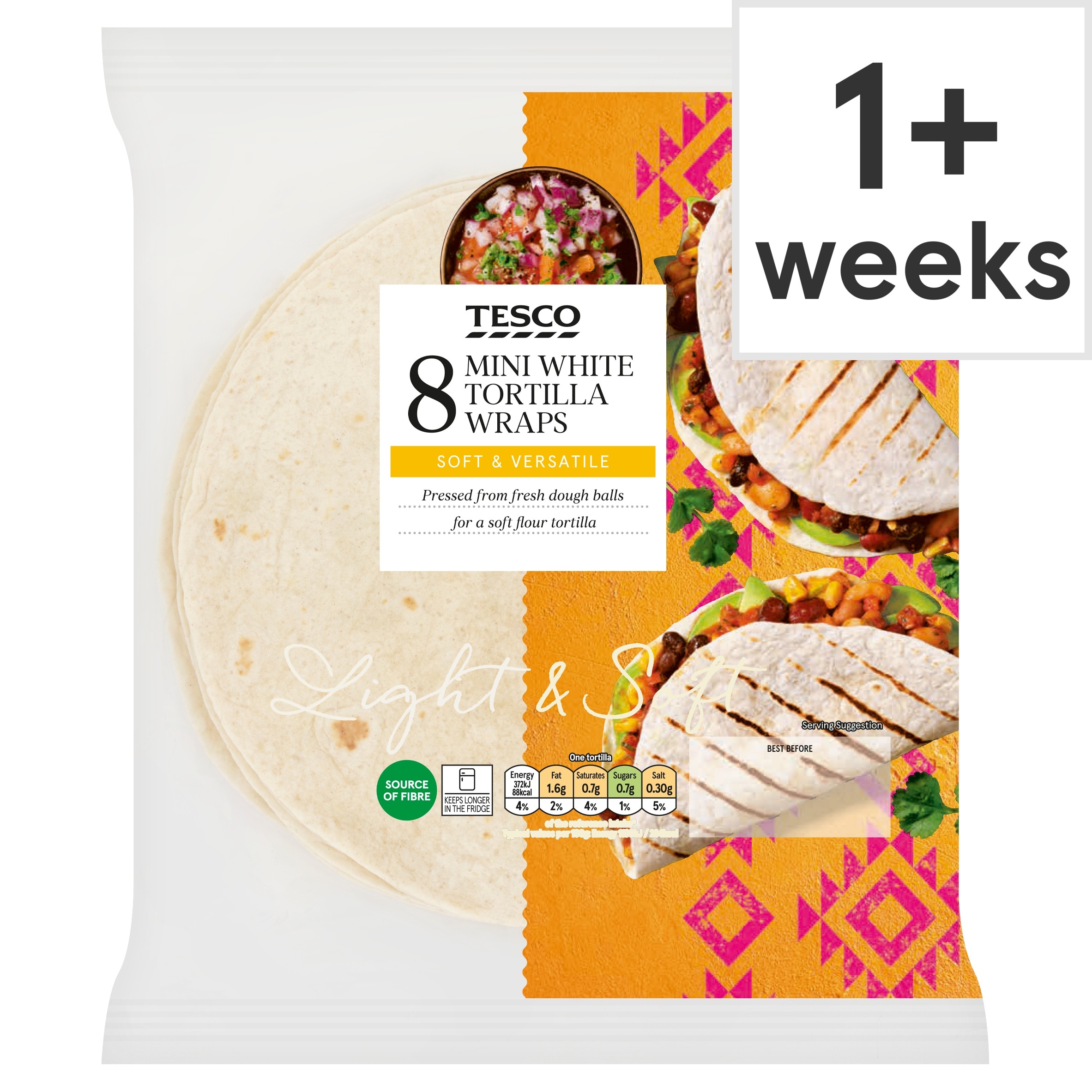 Tesco Mini White Tortilla Wraps Plain 8 Pack