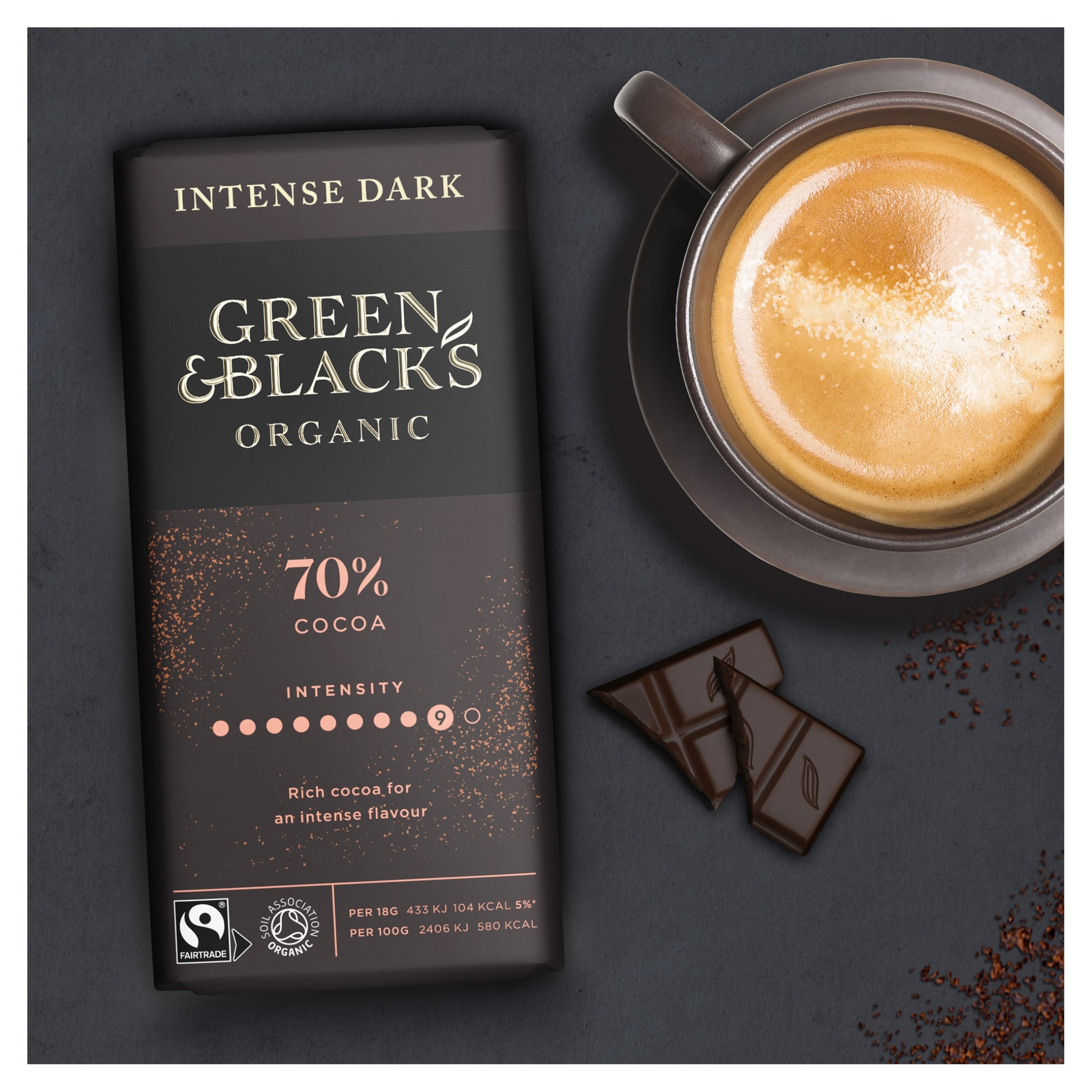 Green & Black's Organic 70% Dark Chocolate Bar 90g thumbnail 2