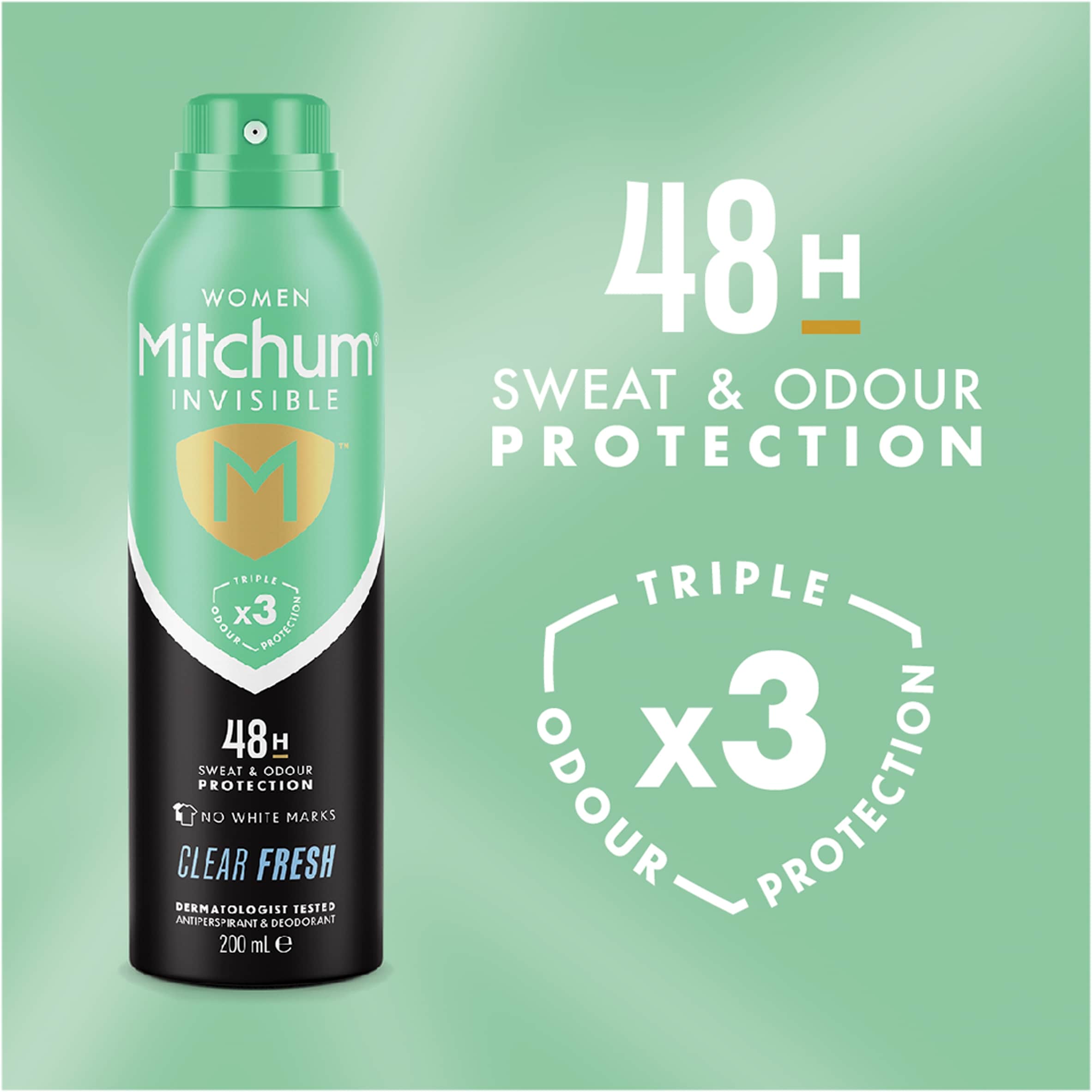 Mitchum Female Clear Fresh Antiperspirant Deodorant 200Ml thumbnail 2