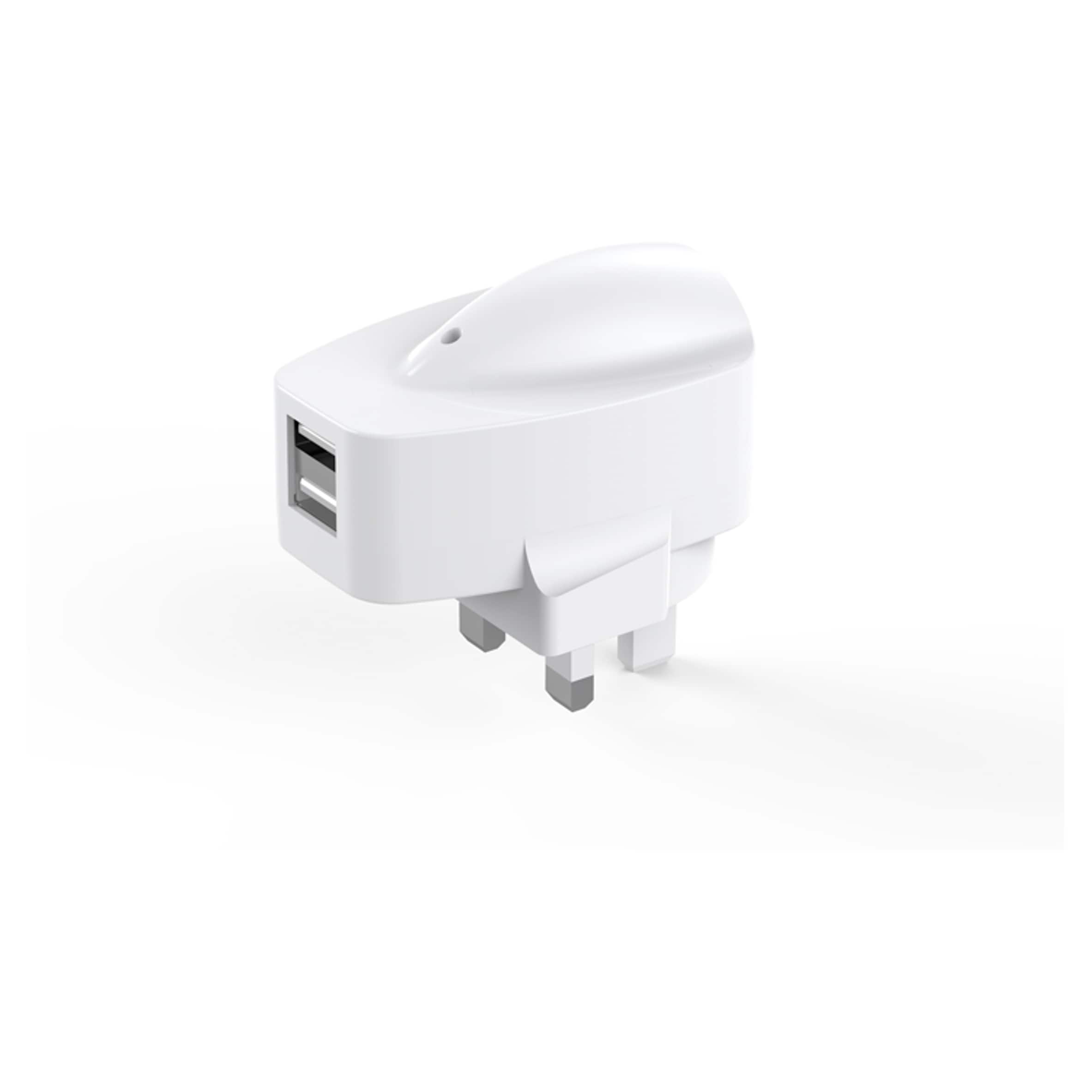 Tesco 3.1A Dual Port USB A Home Mains Phone Charger Plug White