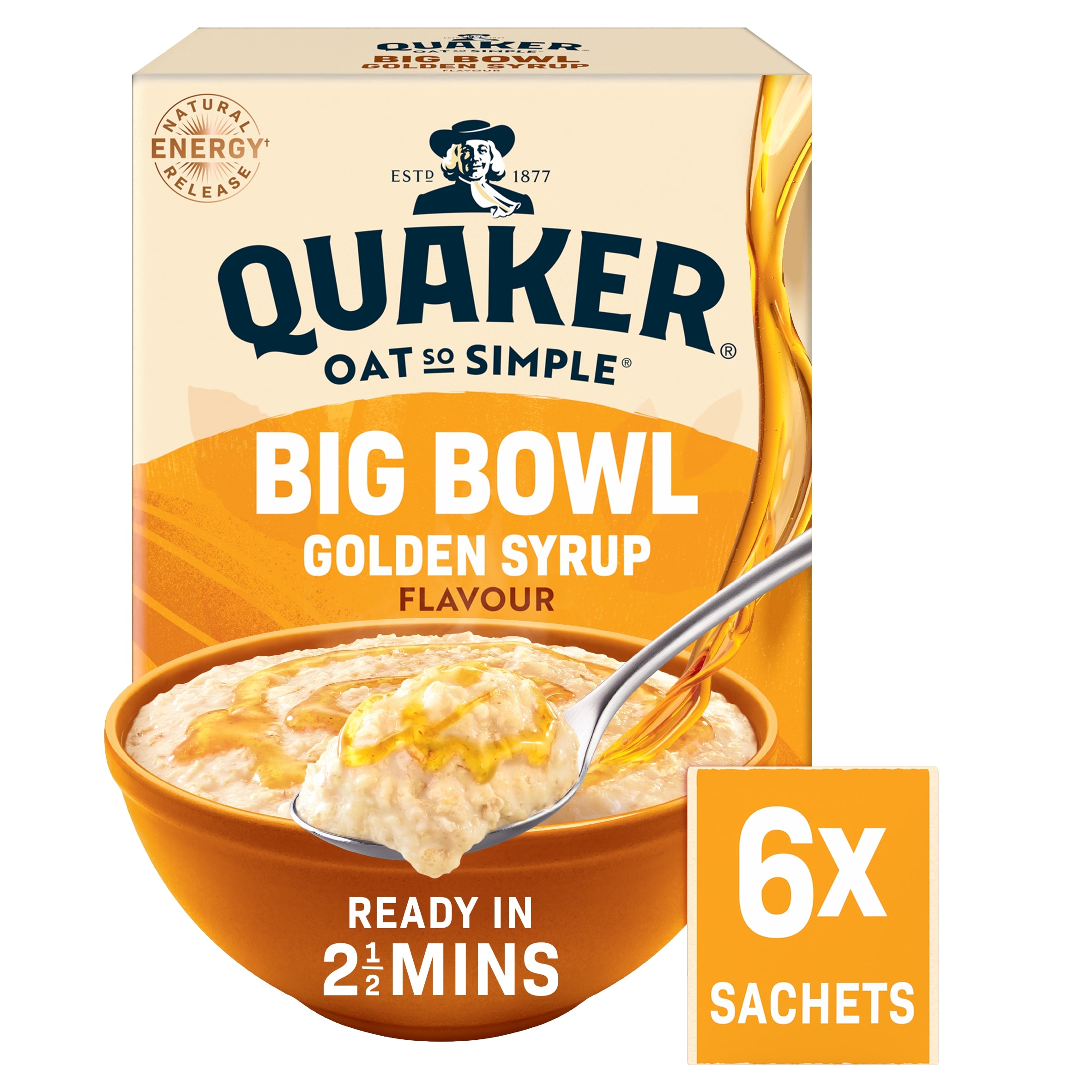 Quaker Oat So Simple Big Bowl Golden Syrup Porridge Sachets Cereal