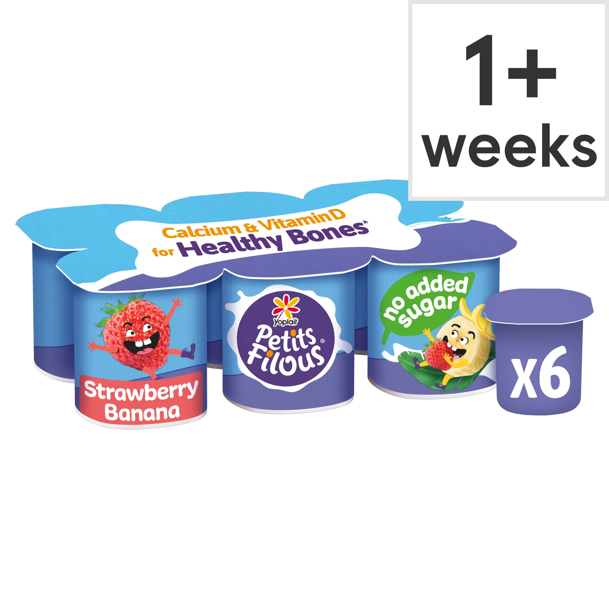 Petits Filous Kids No Added Sugar Strawberry & Banana Yoghurt Pots