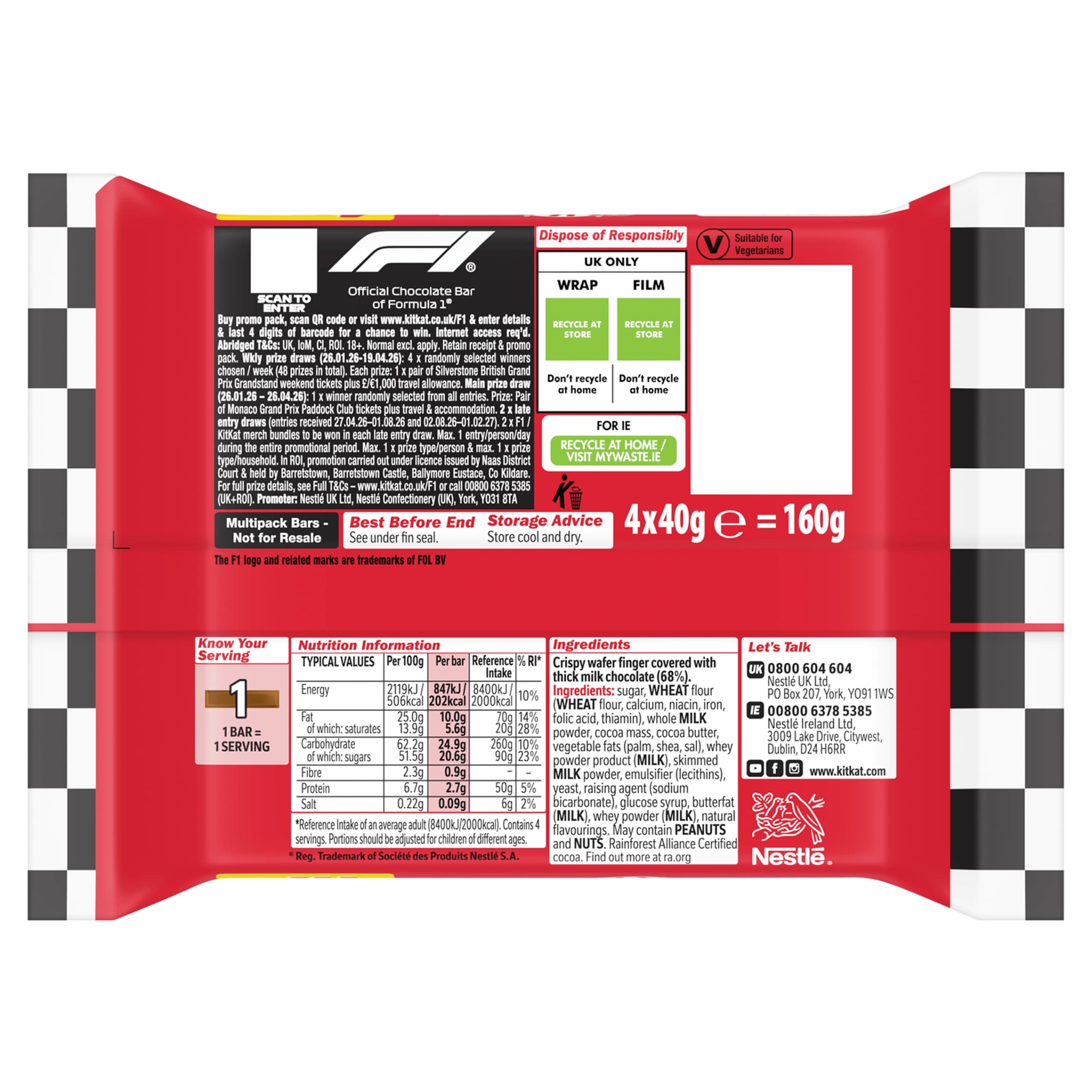 Kit Kat Chunky Milk Chocolate Bars Multipack 40g 4 Pack thumbnail 2
