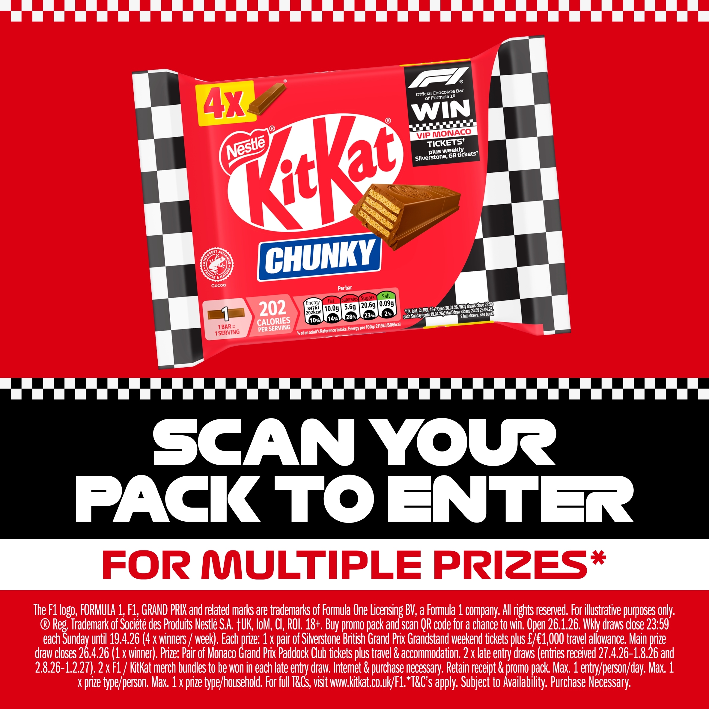 Kit Kat Chunky Milk Chocolate Bars Multipack 40g 4 Pack thumbnail 3