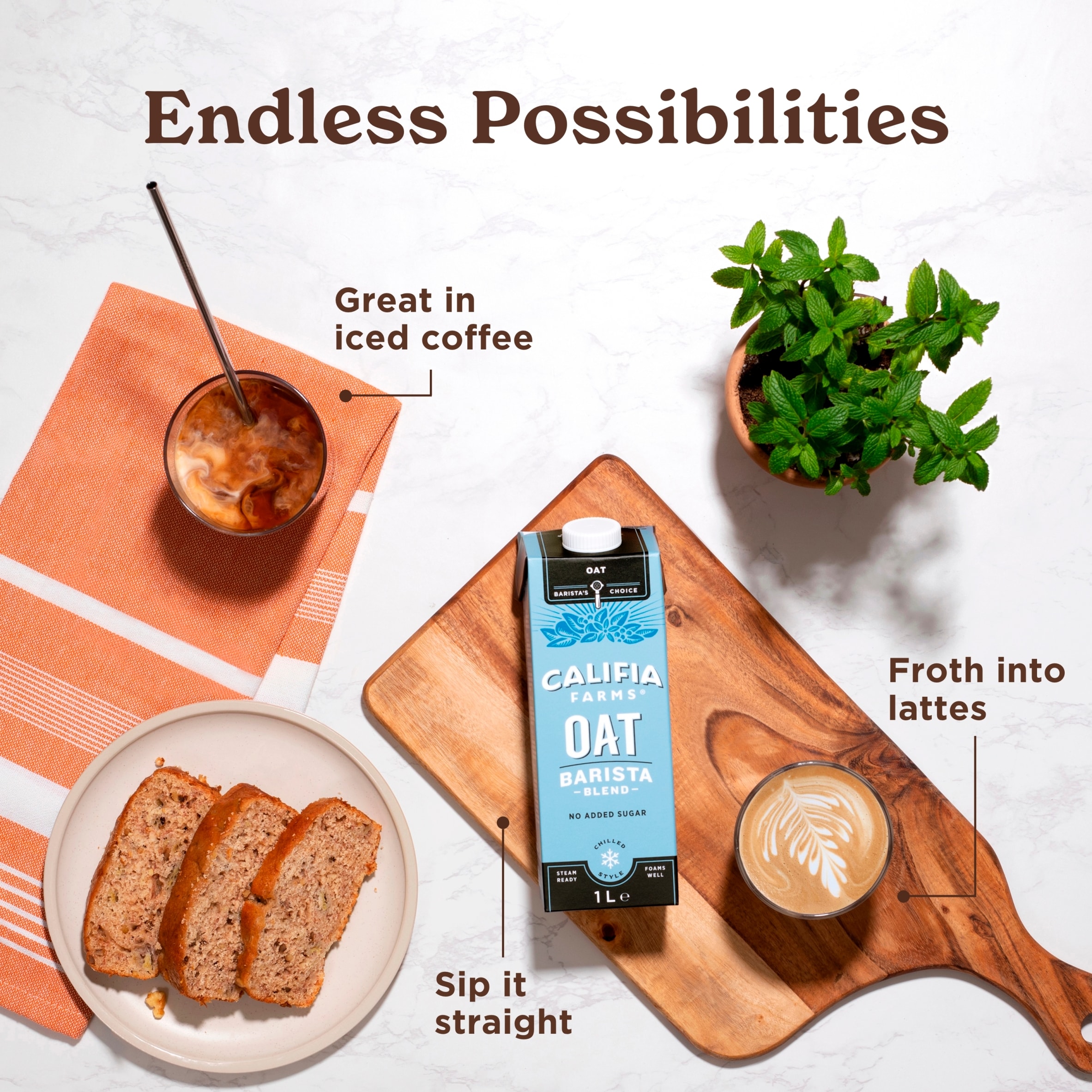 Califia Farms Oat Barista Long Life Dairy Free Drink 1L thumbnail 3