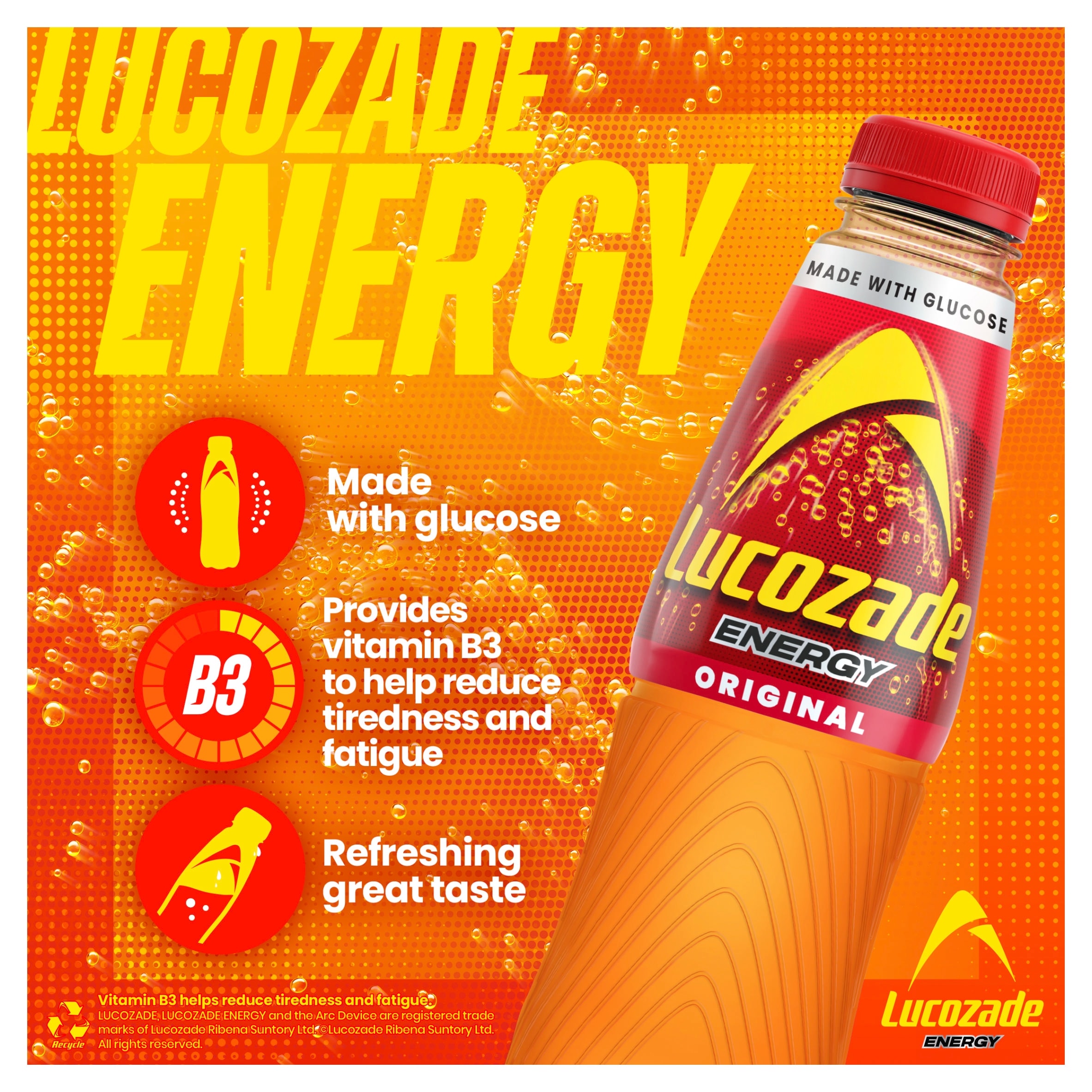 Lucozade Energy Drink Original 4 x 380ml thumbnail 2