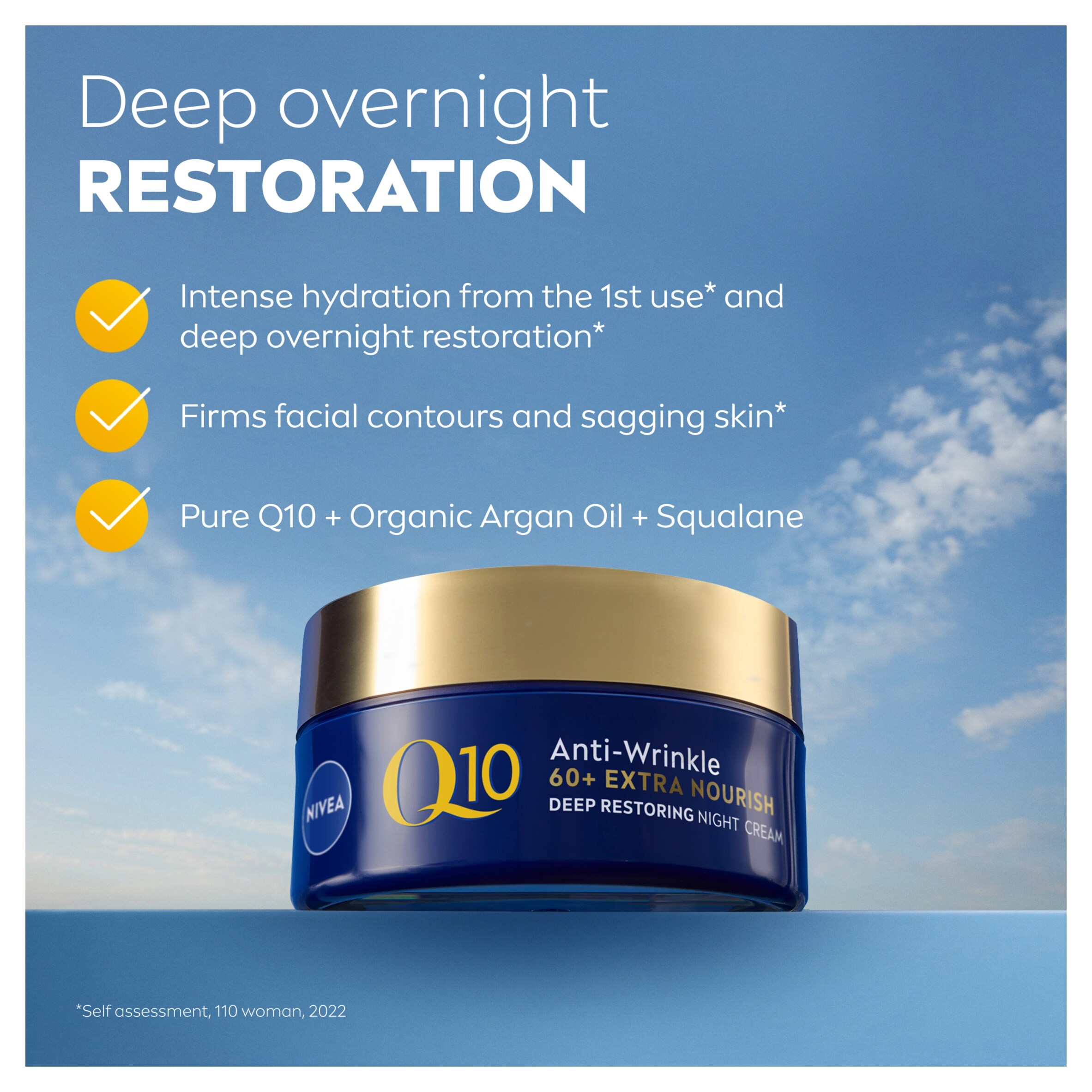 NIVEA Q10 Anti-Wrinkle Night Cream Moisturiser 60+ Skin 50ml  thumbnail 2