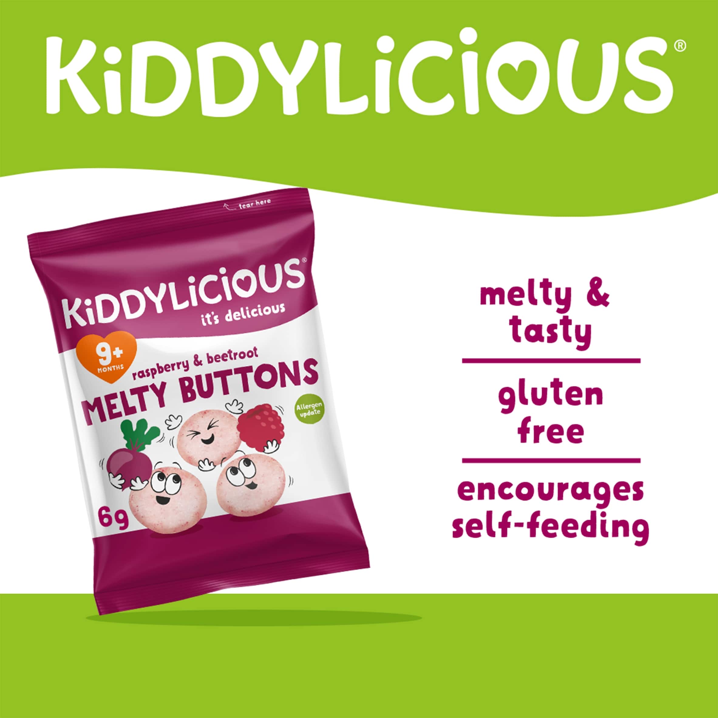 Kiddylicious Buttons Raspberry & Beetroot 30G thumbnail 2