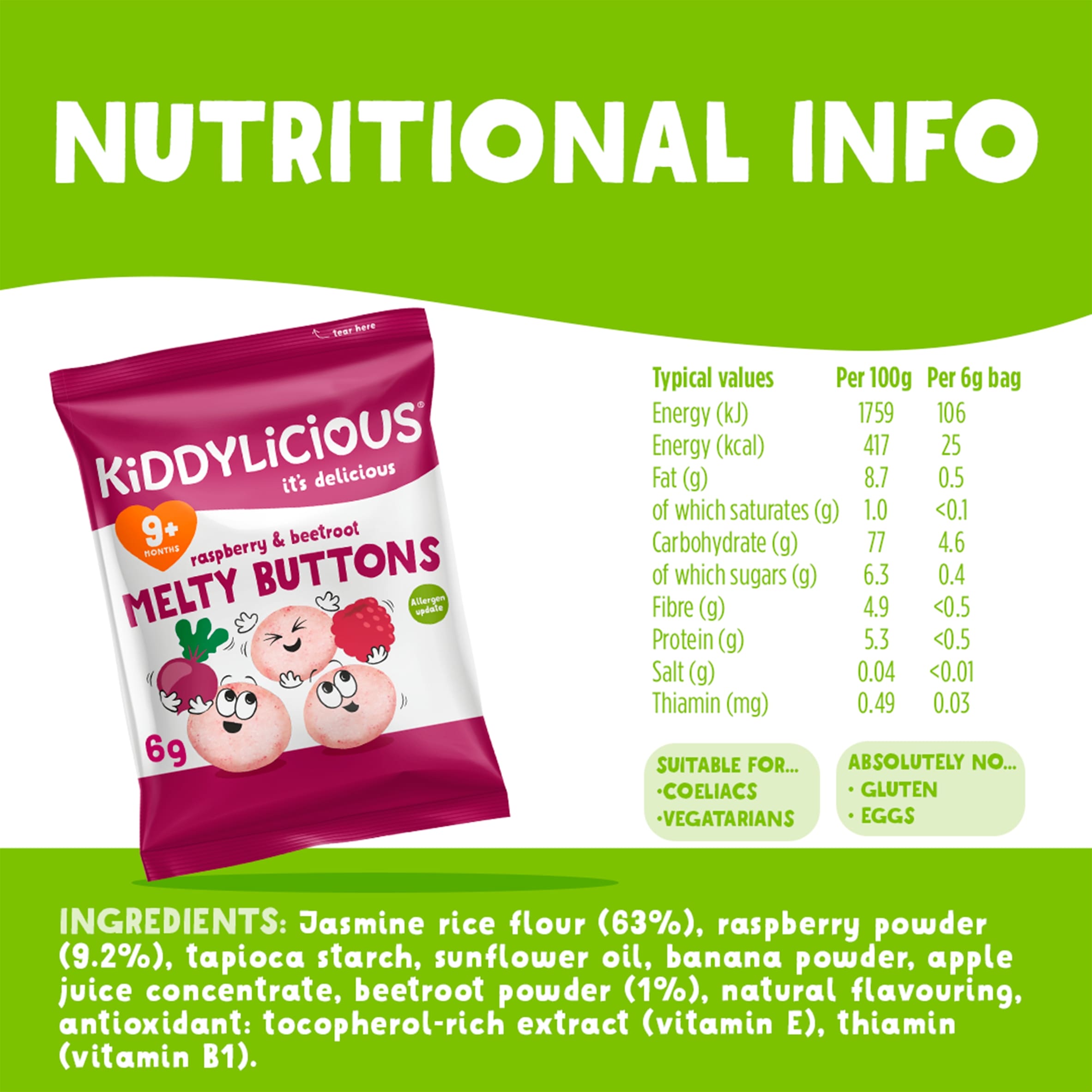 Kiddylicious Buttons Raspberry & Beetroot 30G thumbnail 3