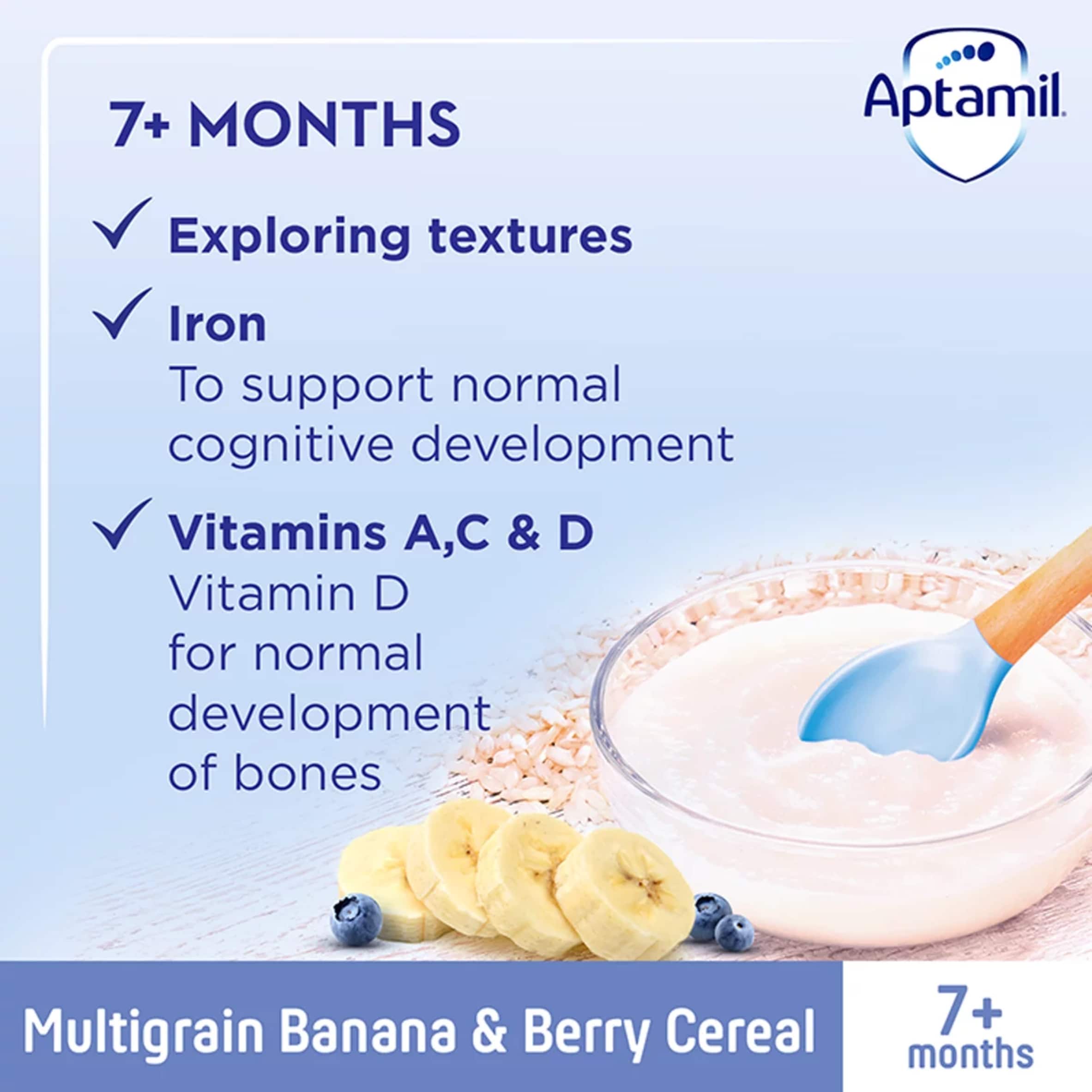 Aptamil Multigrain Banana & Berry Porridge Baby Cereal 7+ Months 200g thumbnail 2