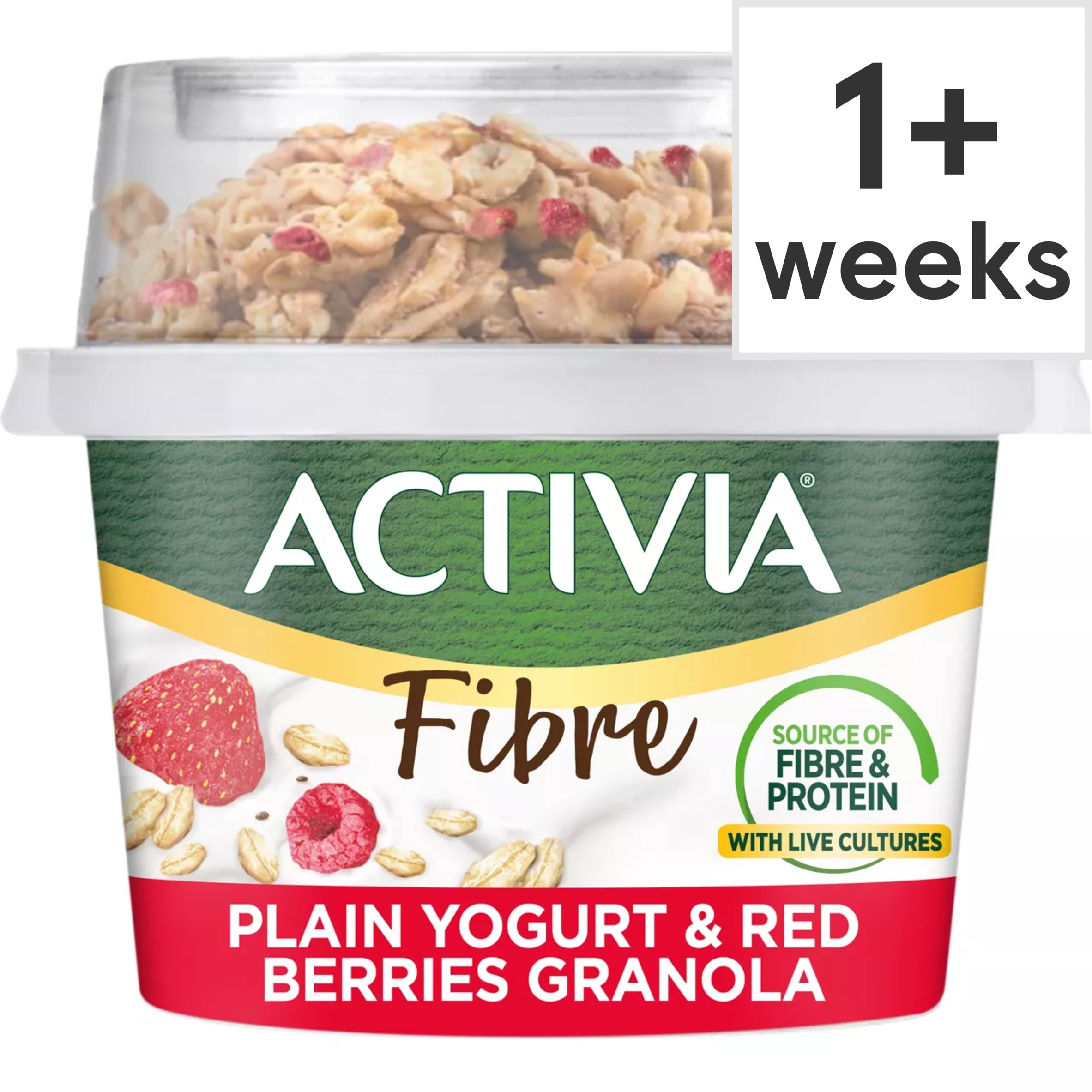 Activia Natural Yoghurt & Red Berries Chia Muesli Breakfast Topper with Spoon 165g