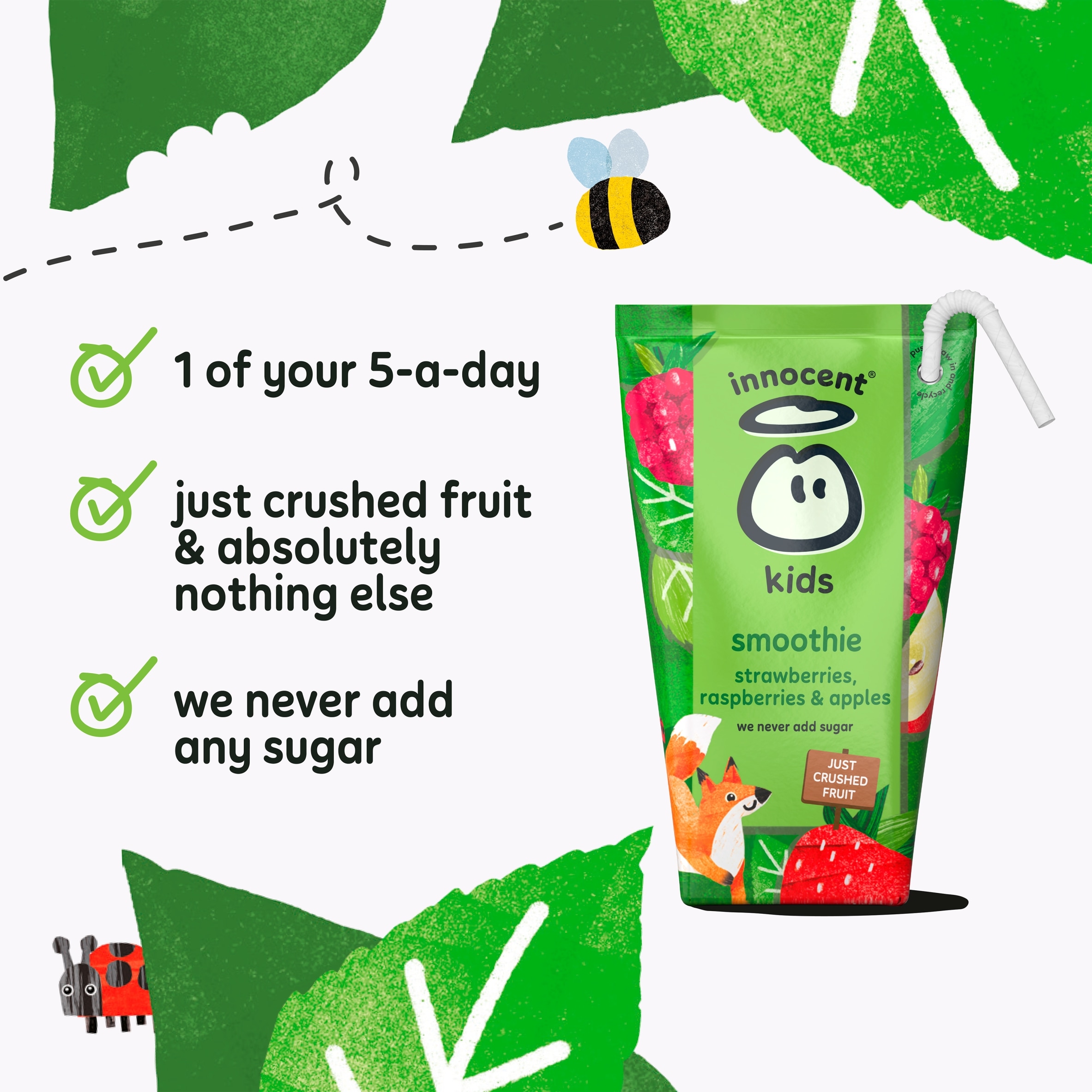 innocent Kids Smoothies Strawberries, Raspberries & Apples 4 x 150ml thumbnail 2