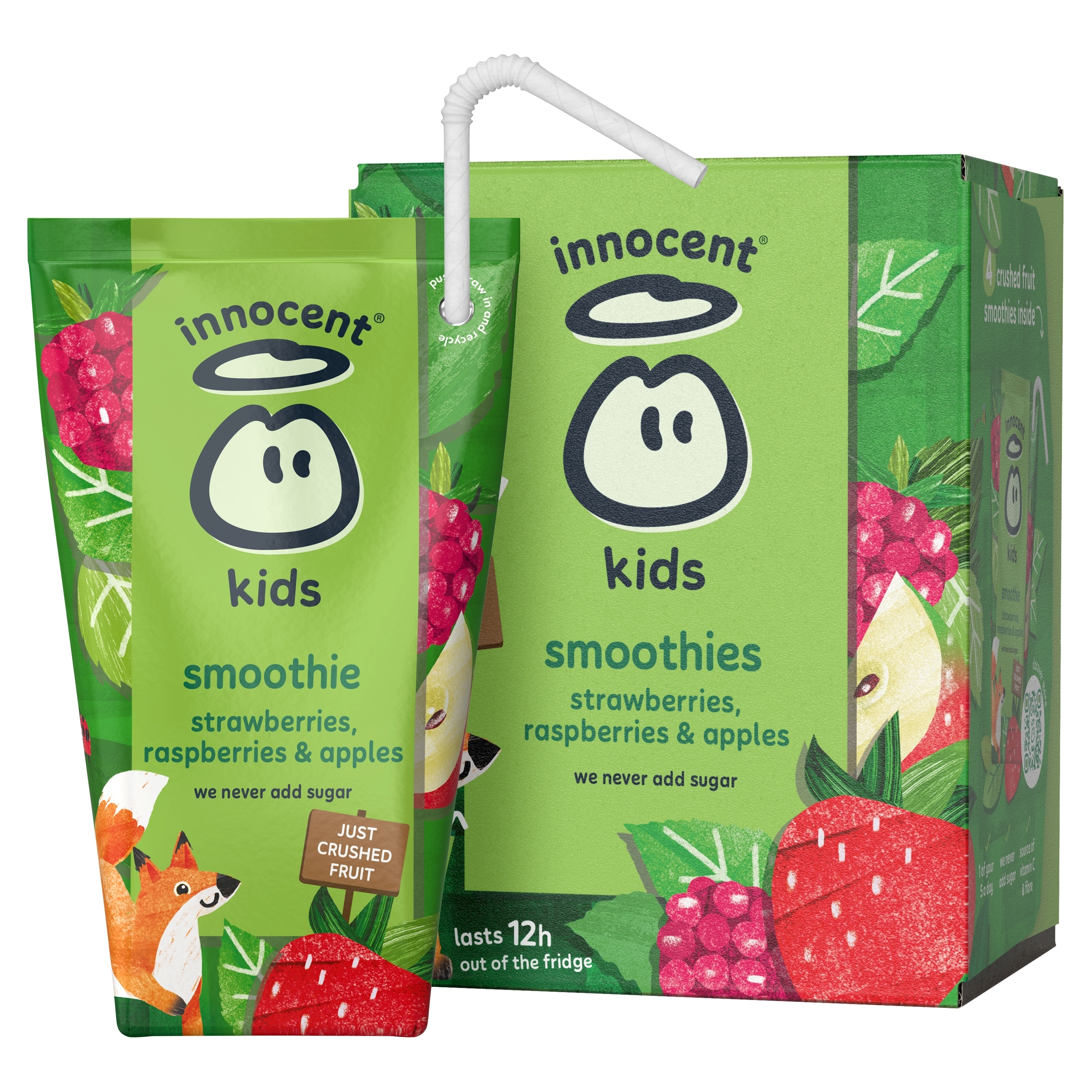 innocent Kids Smoothies Strawberries, Raspberries & Apples 4 x 150ml thumbnail 3