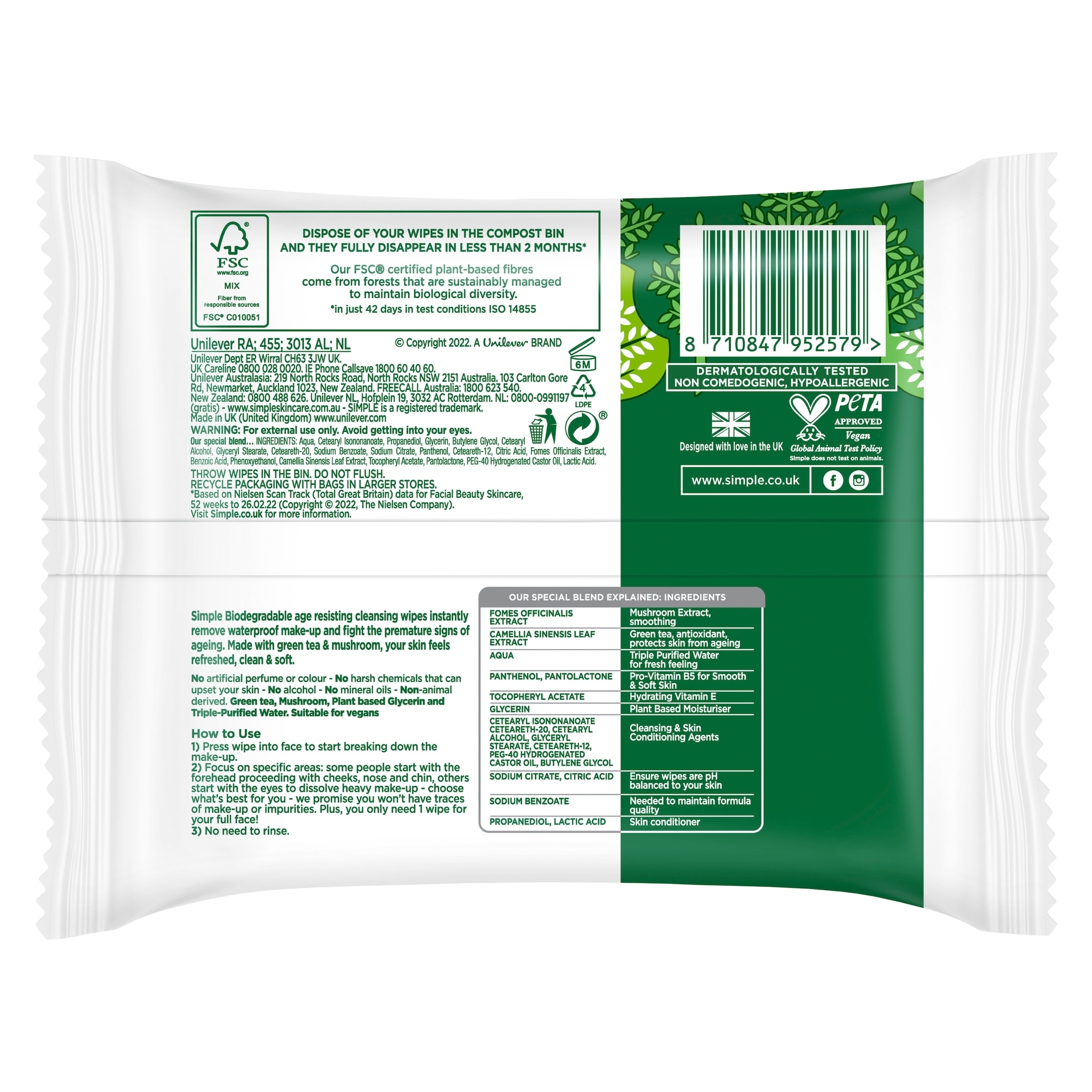 Simple Age Resisting Wipes 20 Pack thumbnail 2