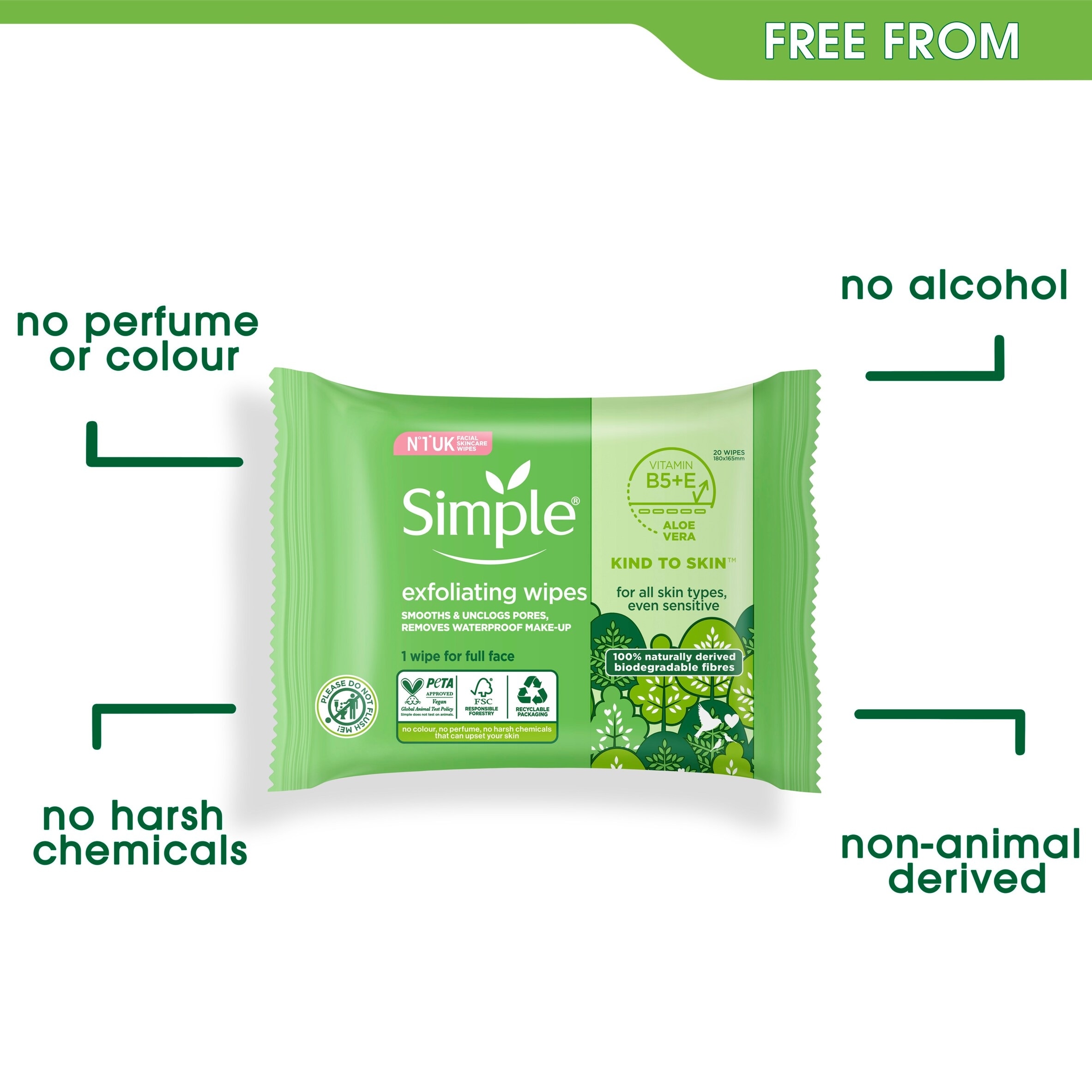 Simple Kind To Skin Exfoliating Wipes 20 Pack thumbnail 3