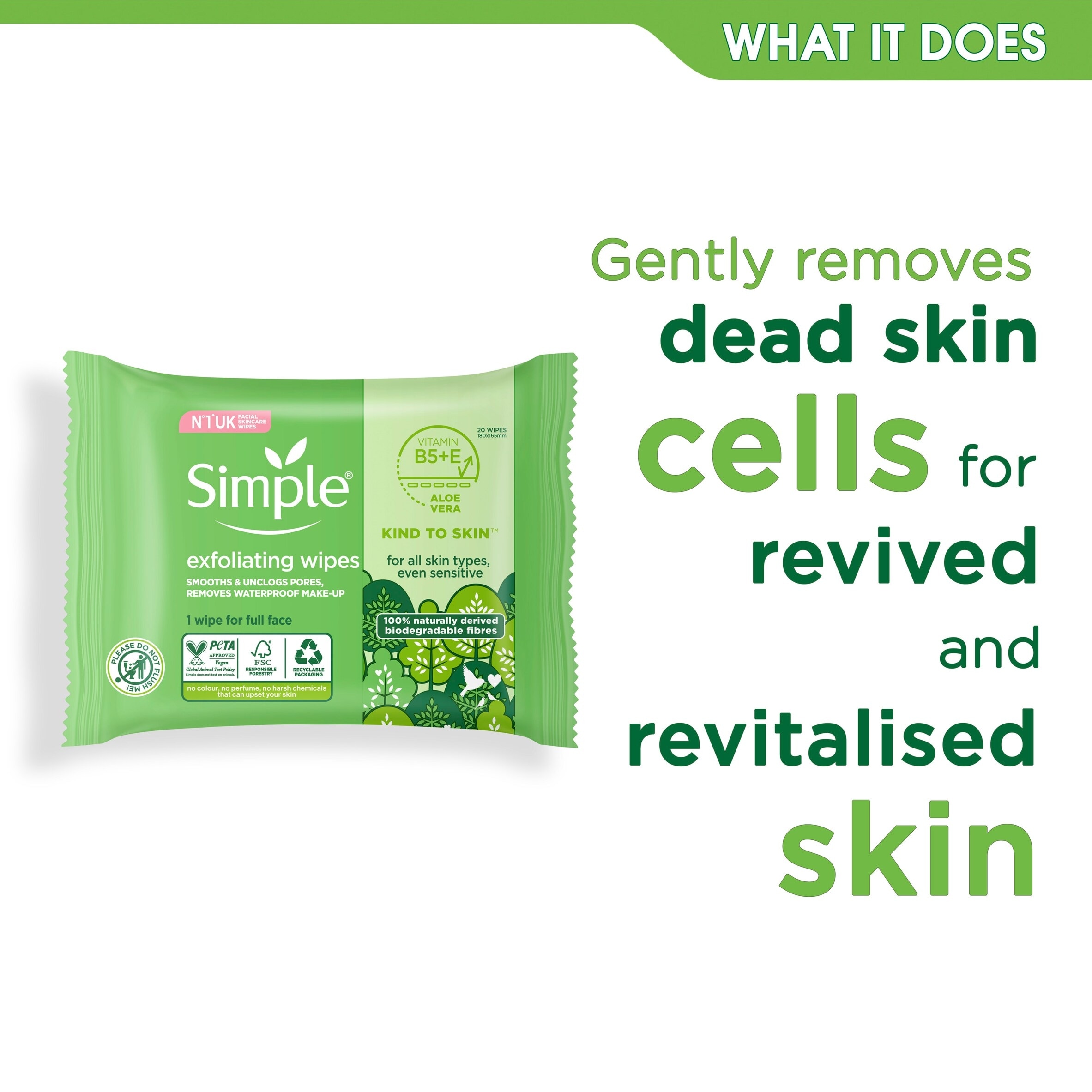 Simple Kind To Skin Exfoliating Wipes 20 Pack thumbnail 4