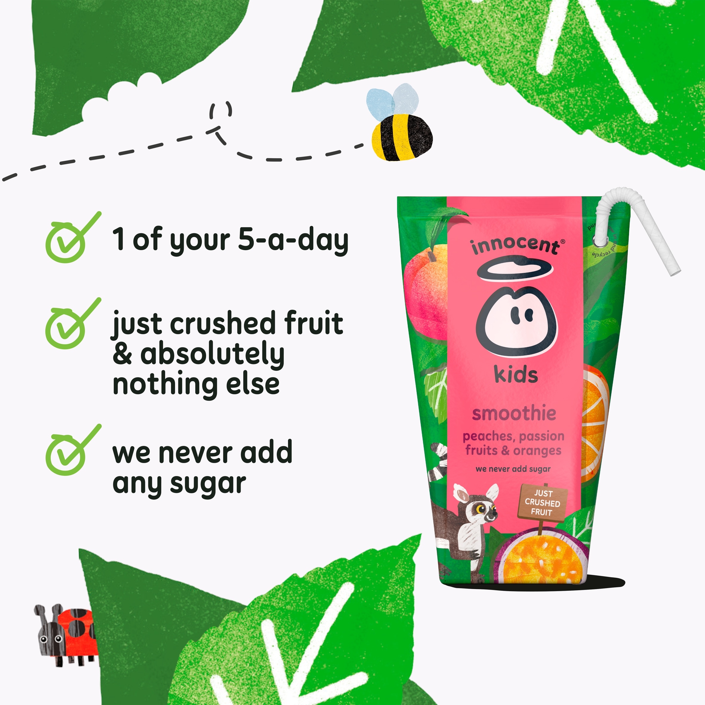 innocent Kids Smoothies Peaches, Passion Fruits & Oranges 4 x 150ml thumbnail 2