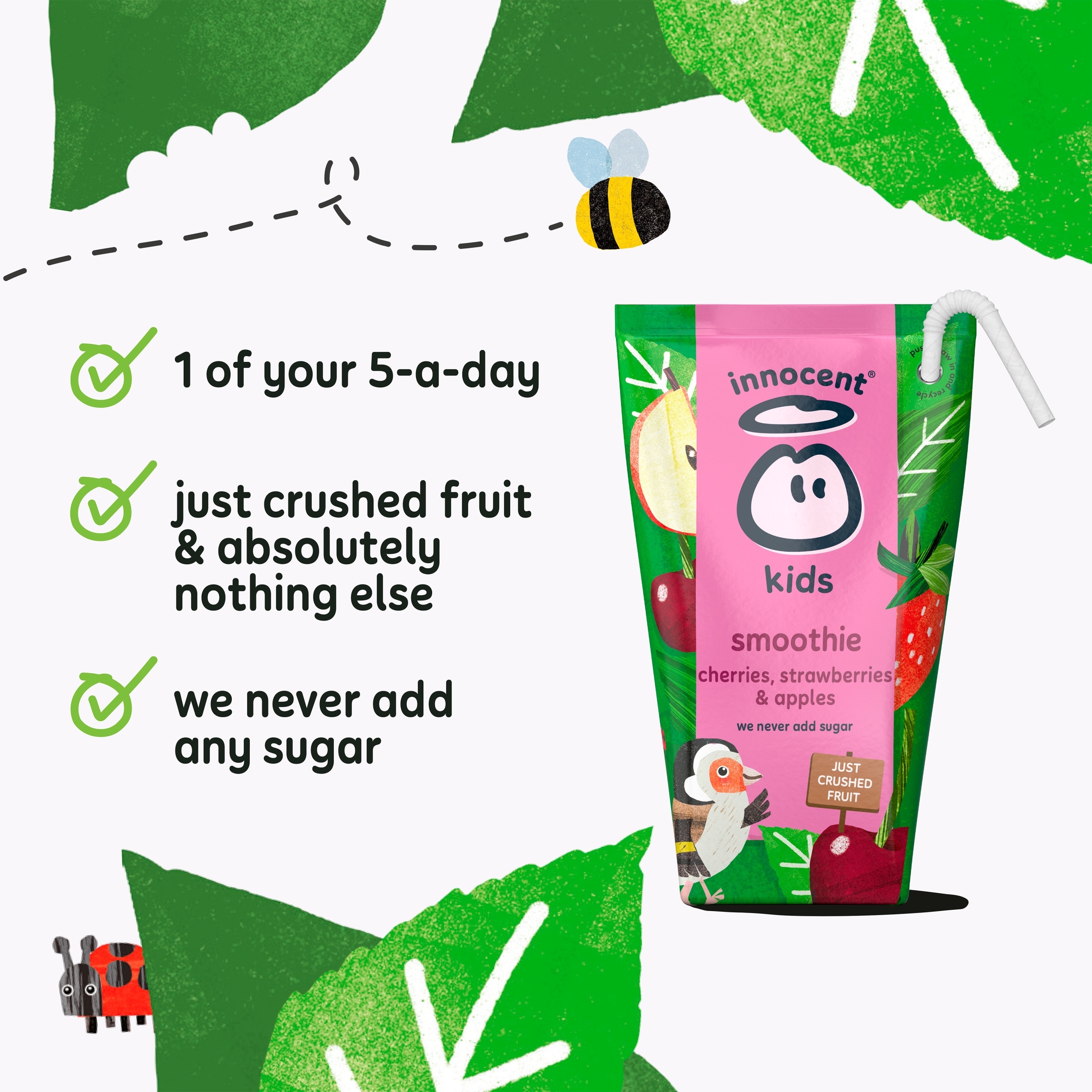 innocent Kids Smoothies Cherries, Strawberries & Apples 4 x 150ml thumbnail 2