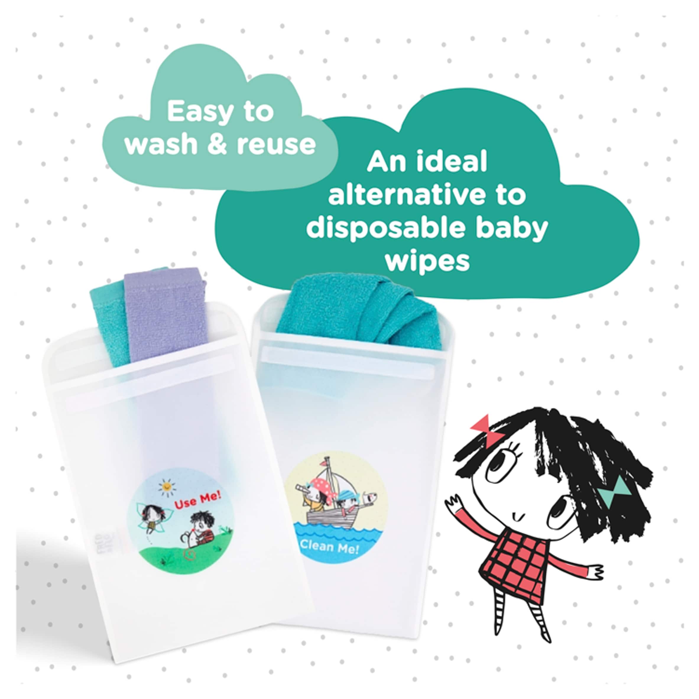 Fred & Flo 10 Washable Hand & Face Wipes thumbnail 3