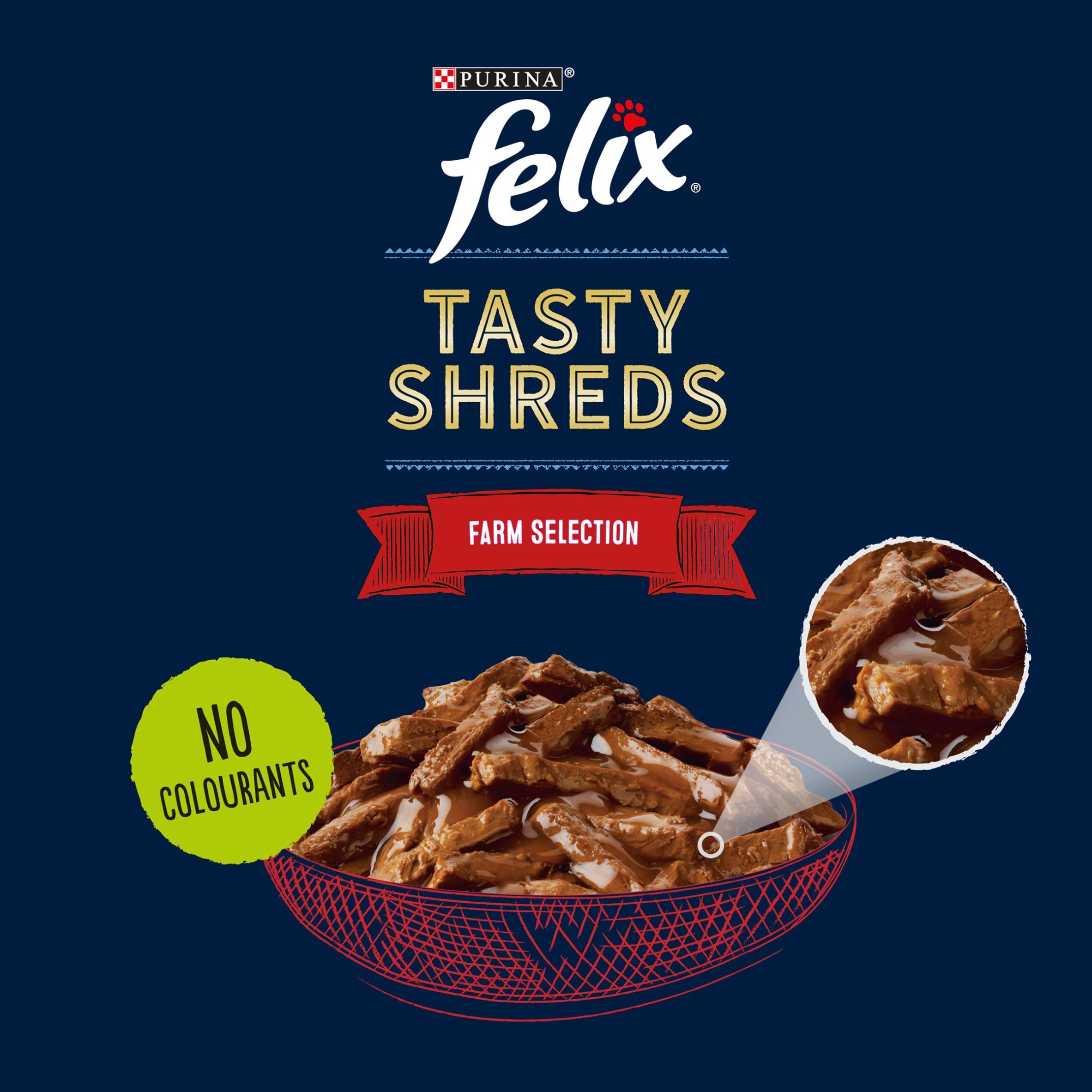 FELIX Tasty Shreds Farm Selection in Gravy Wet Cat Food 12x80g thumbnail 2