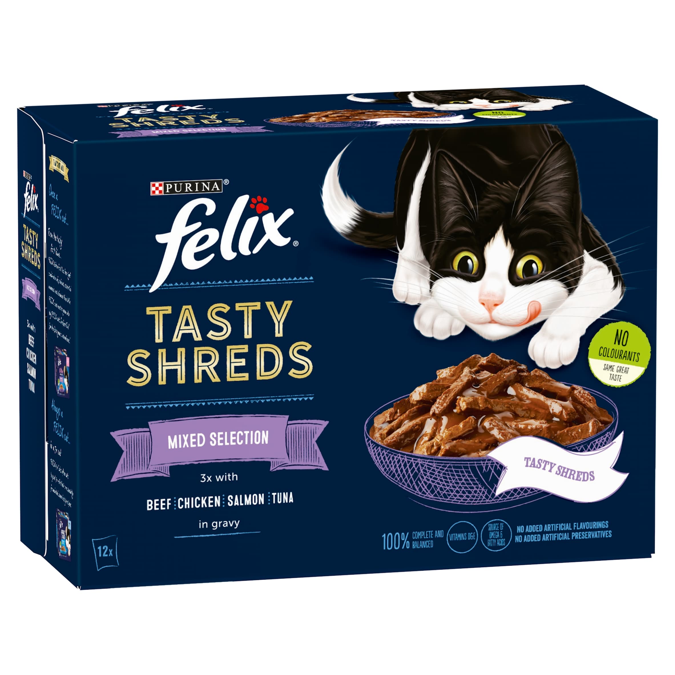 FELIX Tasty Shreds Mixed Selection in Gravy Wet Cat Food 12x80g thumbnail 2