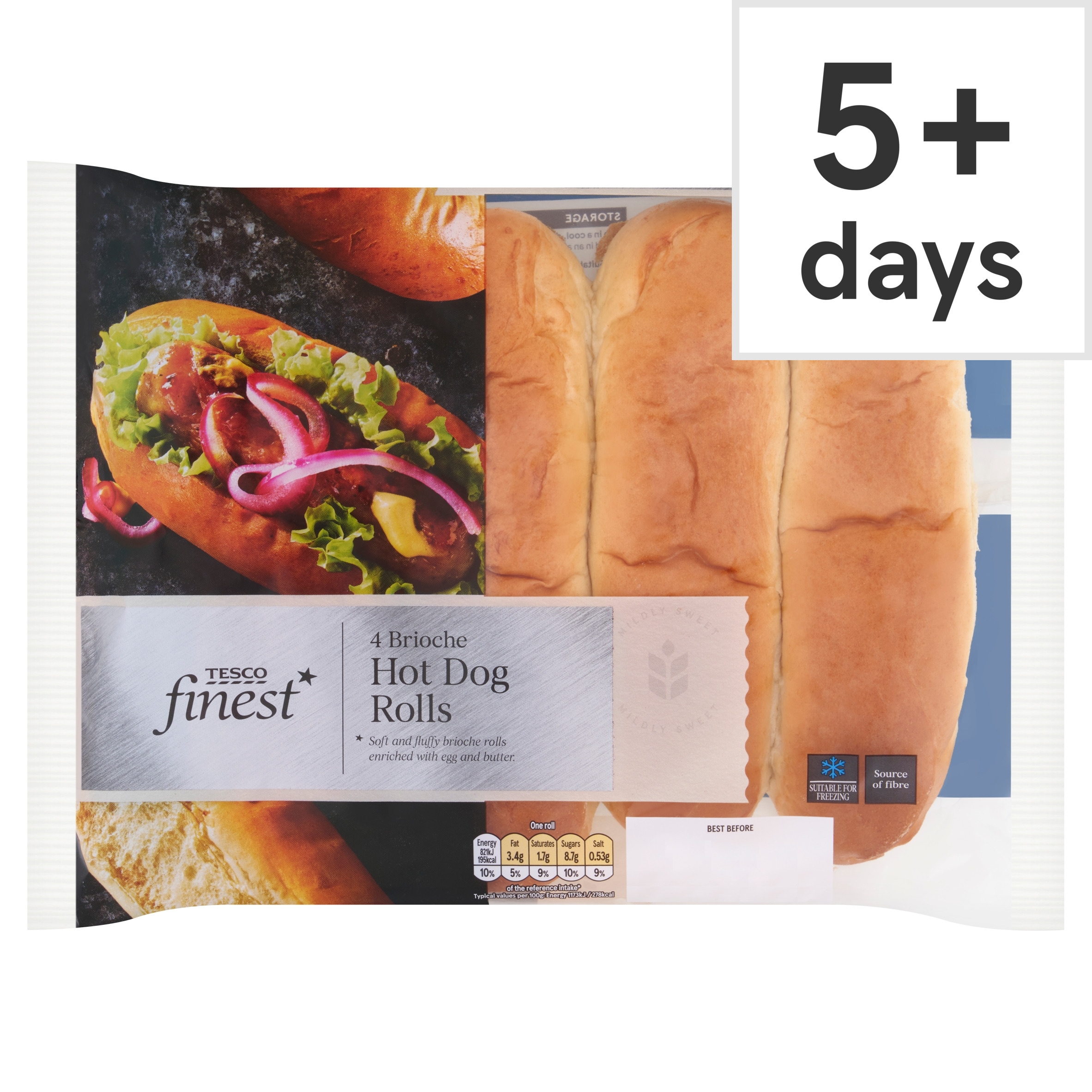 Tesco Finest Brioche Hot Dog Rolls 4 pack