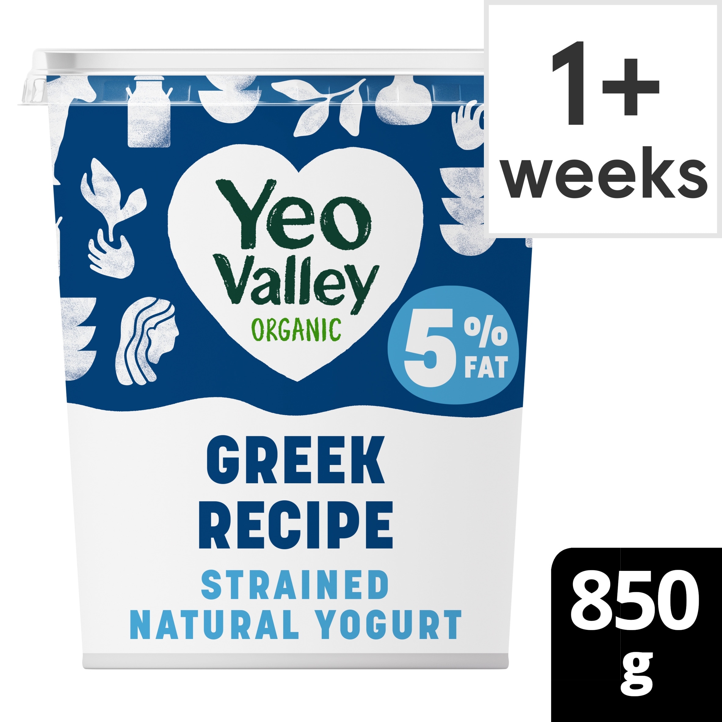 Yeo Valley Organic  Greek Recipe 5% Fat Natural 850g