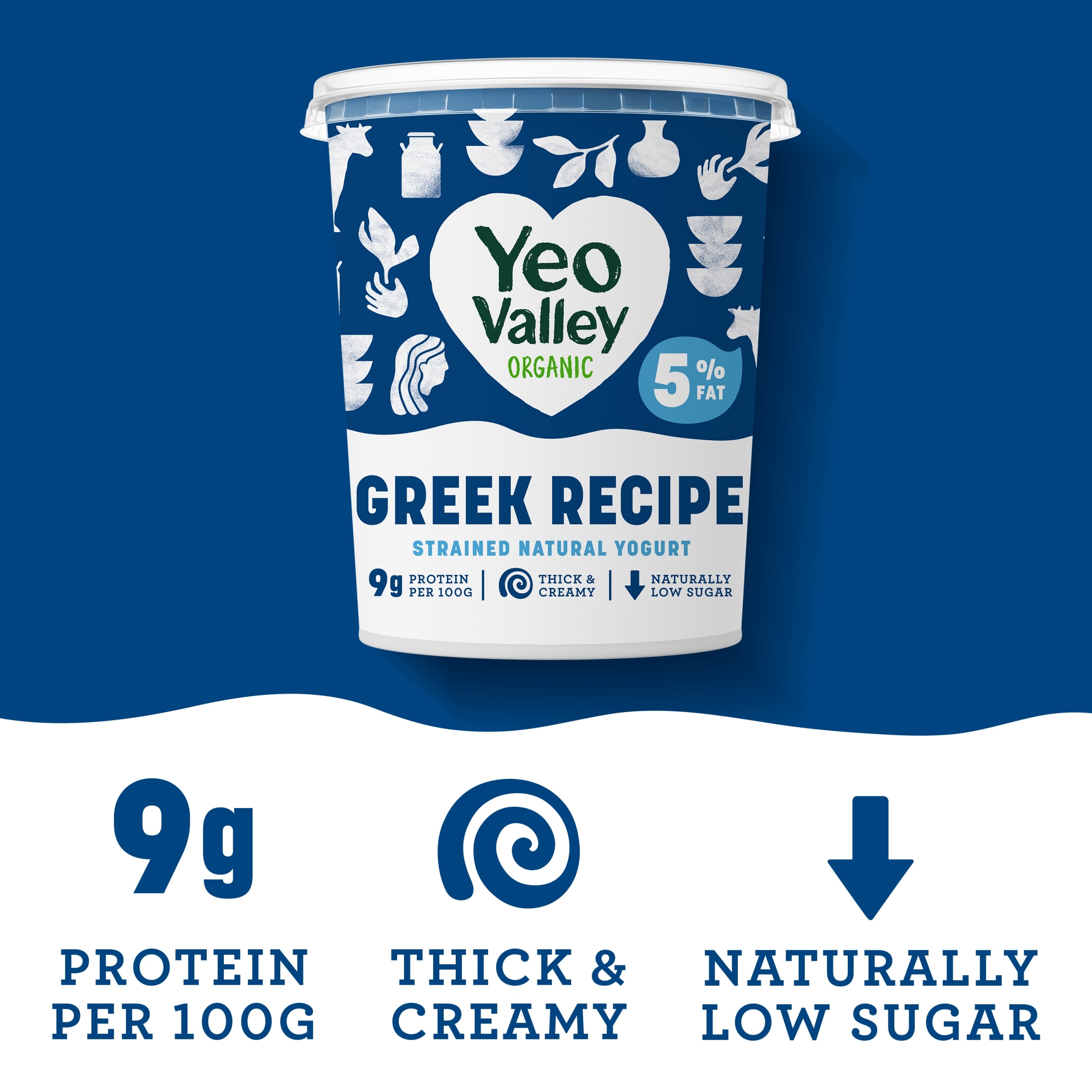 Yeo Valley Organic  Greek Recipe 5% Fat Natural 850g thumbnail 2