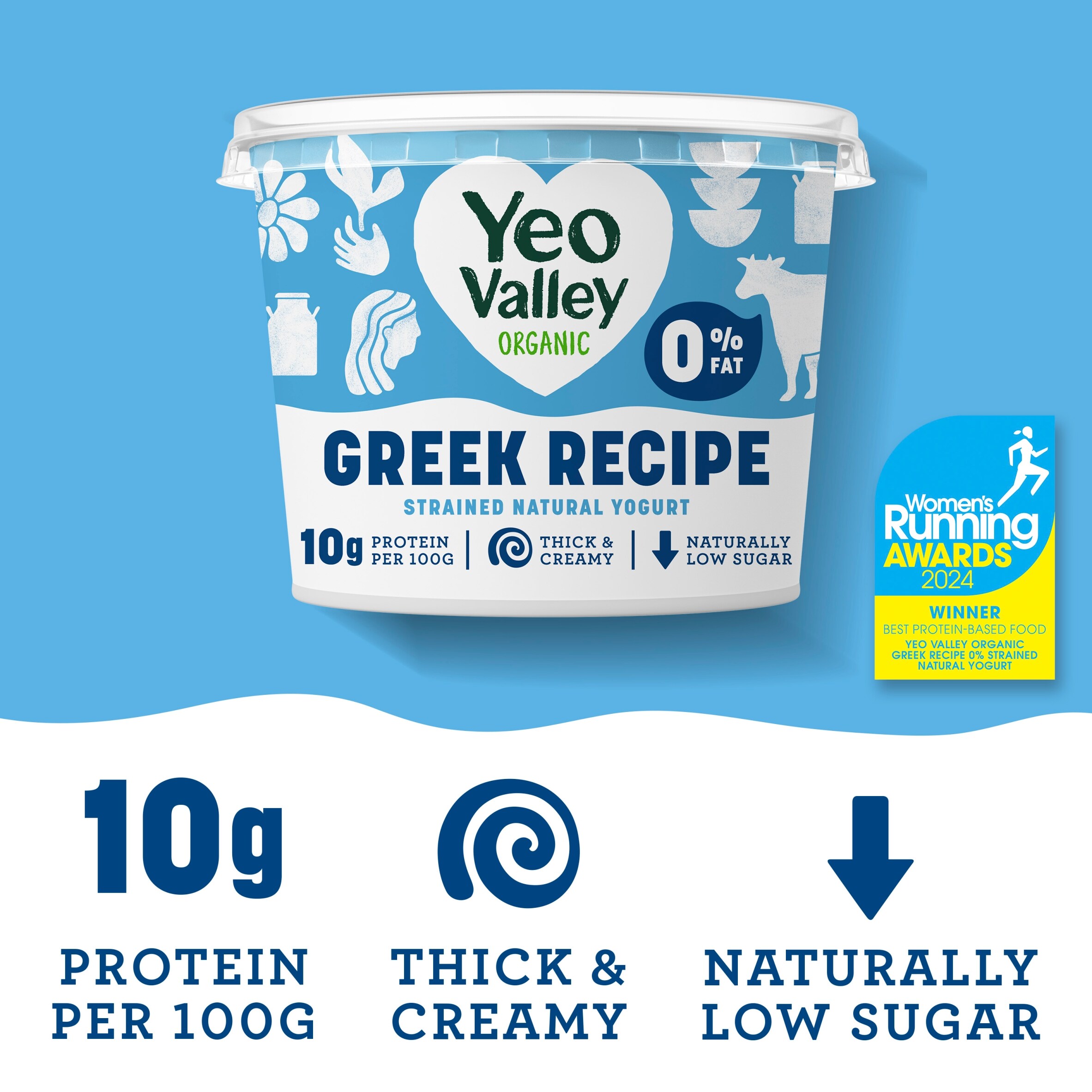 Yeo Valley Organic 0% Greek Recipe Yogurt 450g thumbnail 2