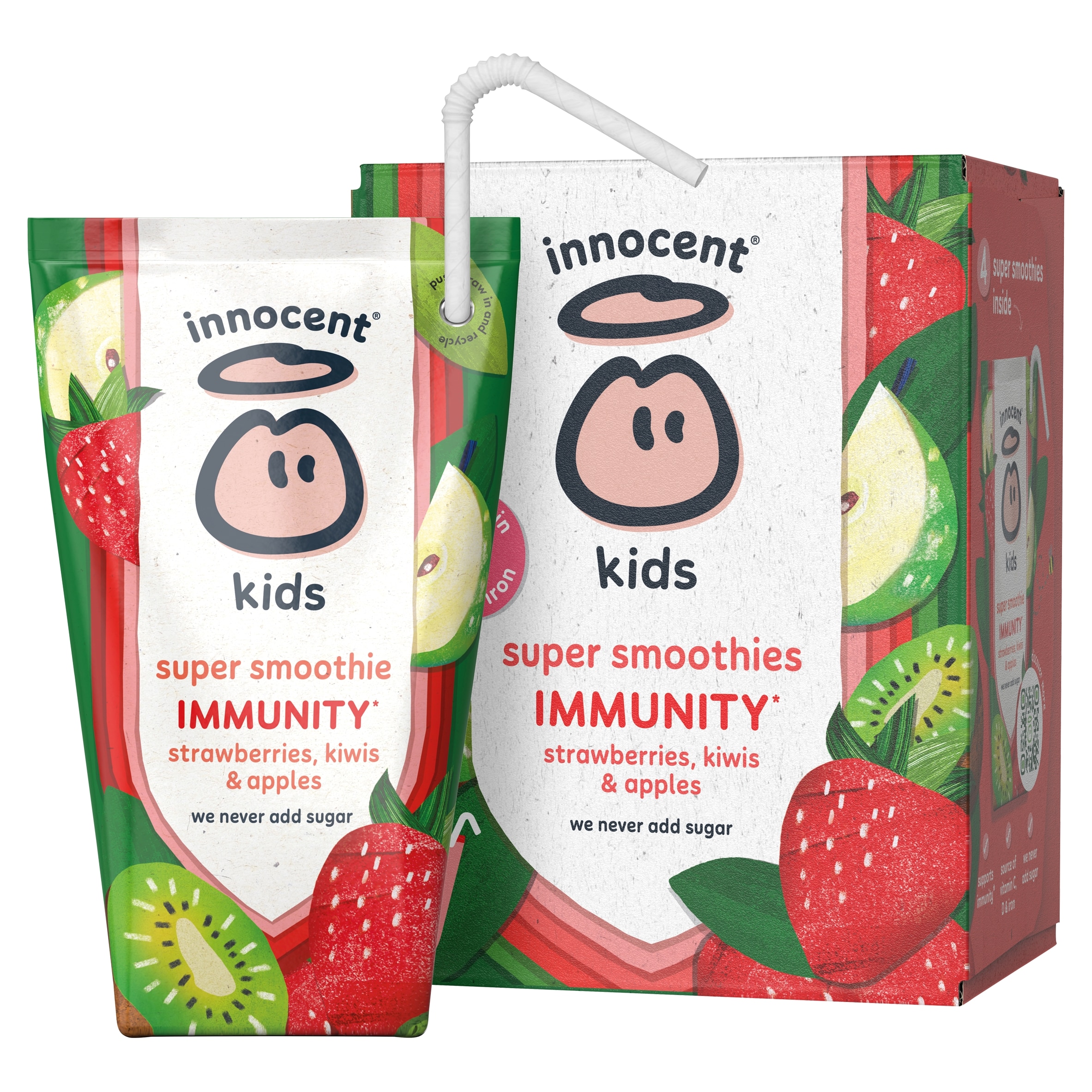 innocent Kids Super Smoothies Strawberries, Kiwis & Apples 4 x 150ml thumbnail 2