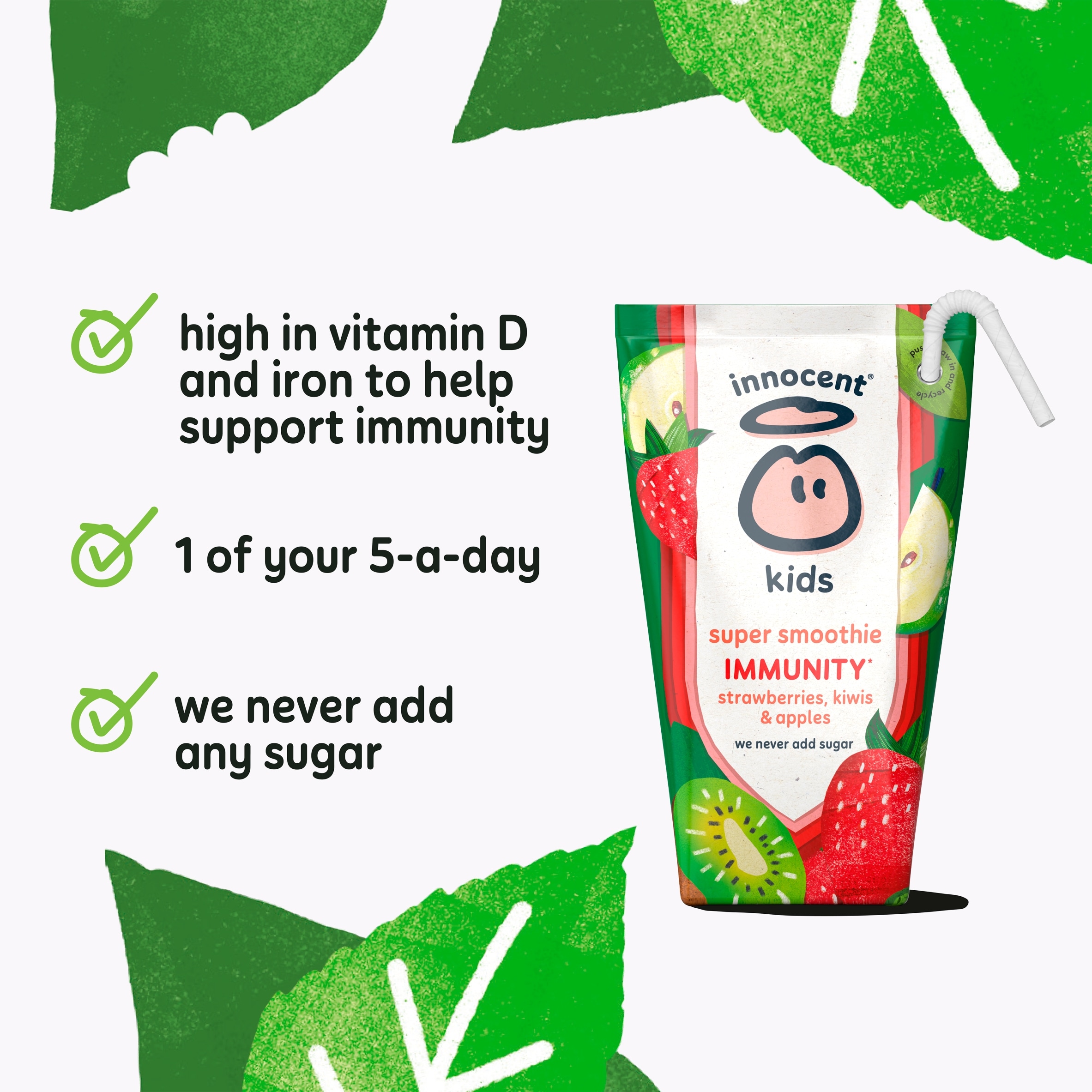 innocent Kids Super Smoothies Strawberries, Kiwis & Apples 4 x 150ml thumbnail 3