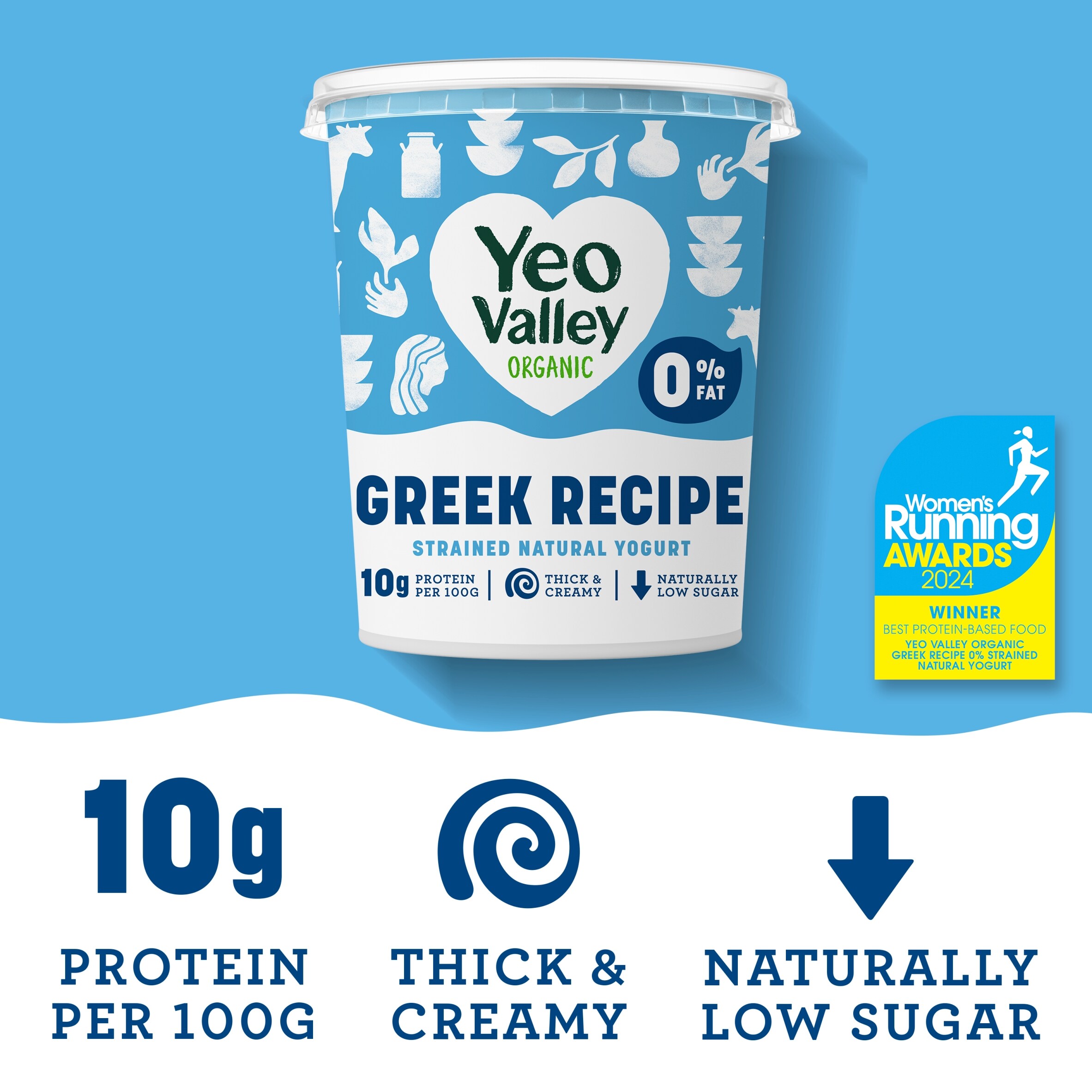 Yeo Valley Organic Greek Recipe 0% Fat Natural 850g thumbnail 2