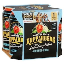 Kopparberg Cider Plus Strawberry & Lime Alcohol Free 4X330ml