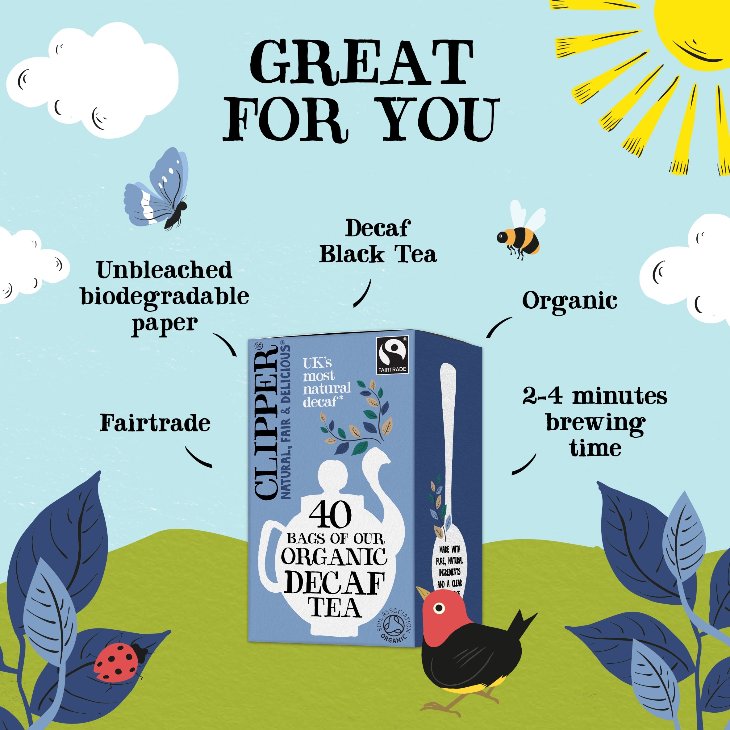 Clipper Fairtrade Organic Decaf Tea 40 Pack 116g thumbnail 2