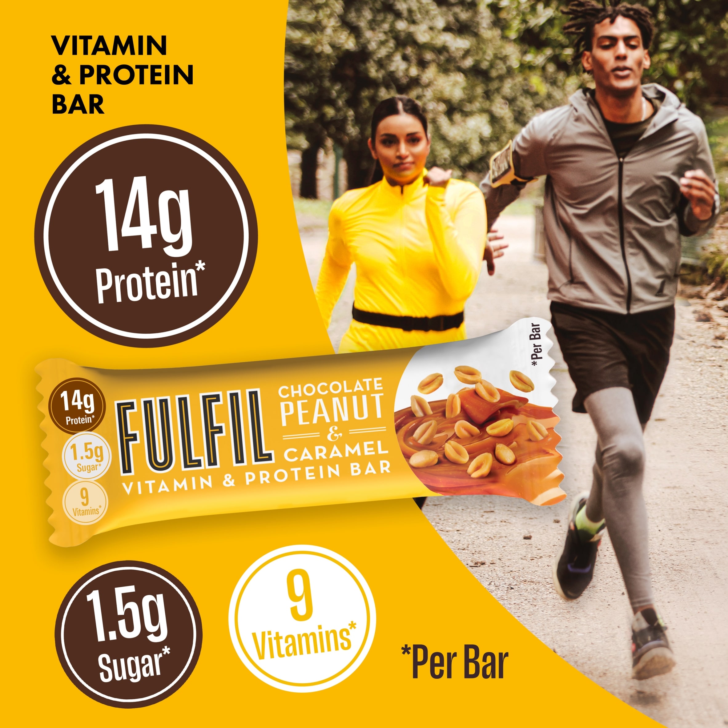 Fulfil Peanut & Caramel Vitamin & Protein Bar 40G thumbnail 2