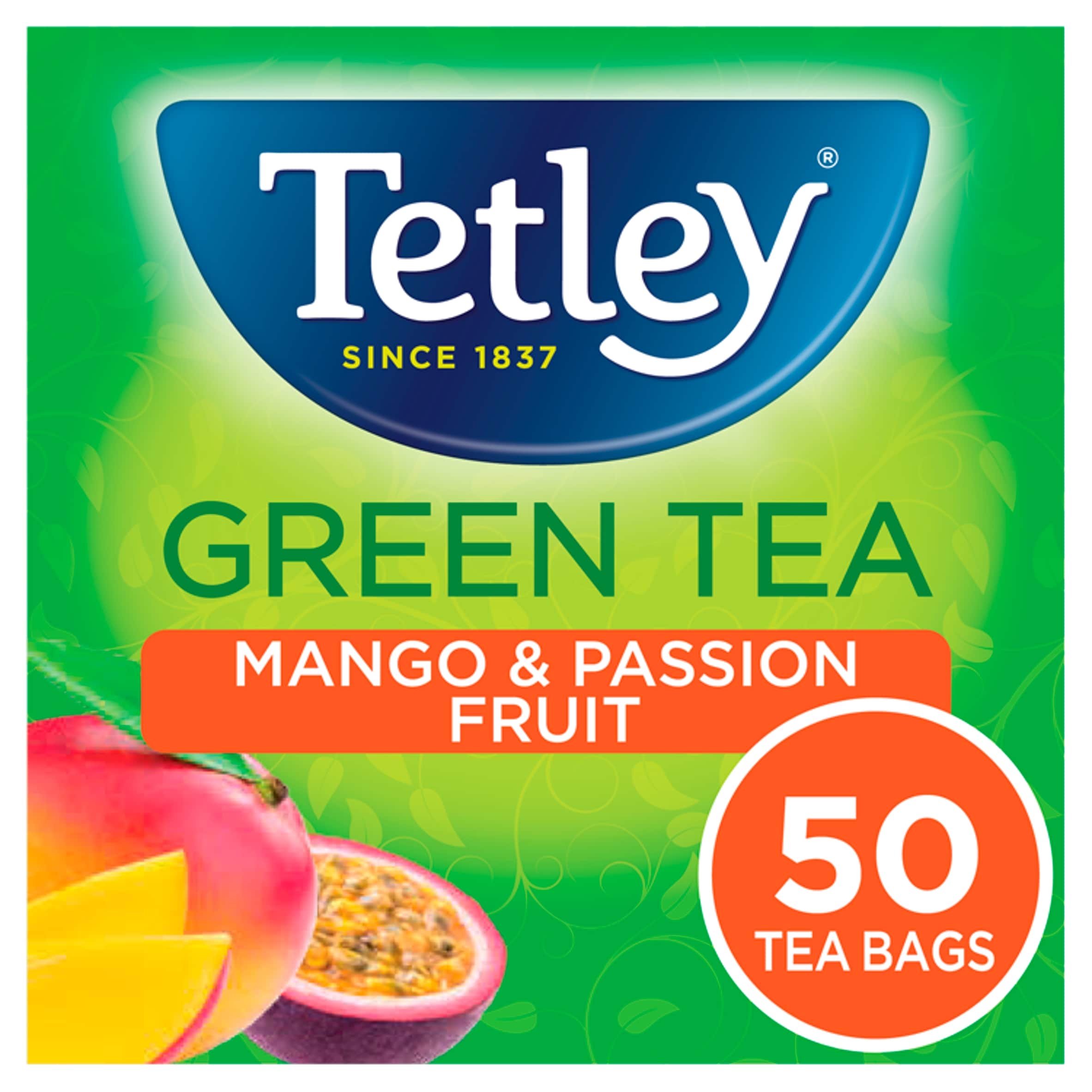 Tetley Green Tea Mango & Passion Fruit 50 Tea Bags 100G