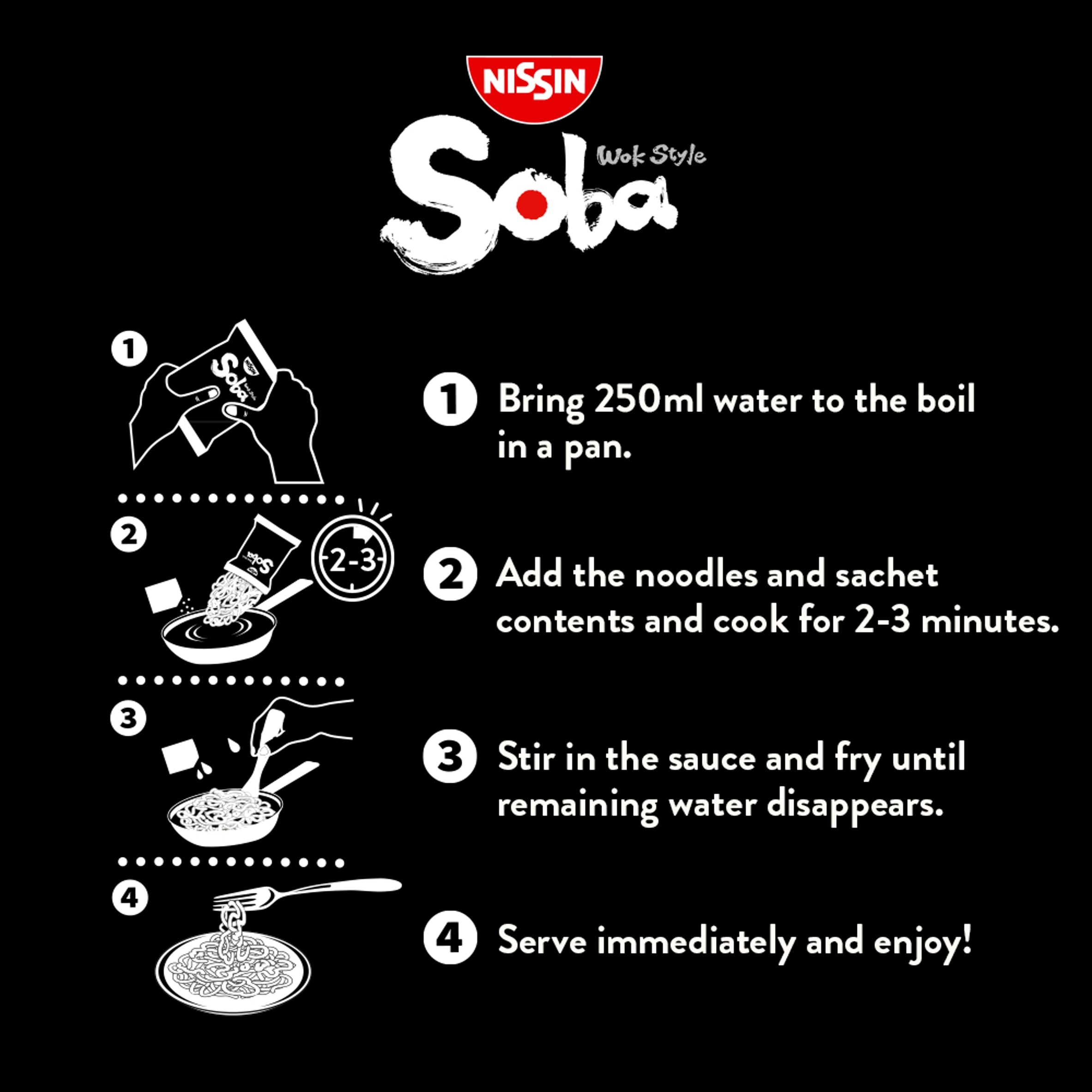 Nissin Wok Style Soba Noodles - Teriyaki 110g thumbnail 3