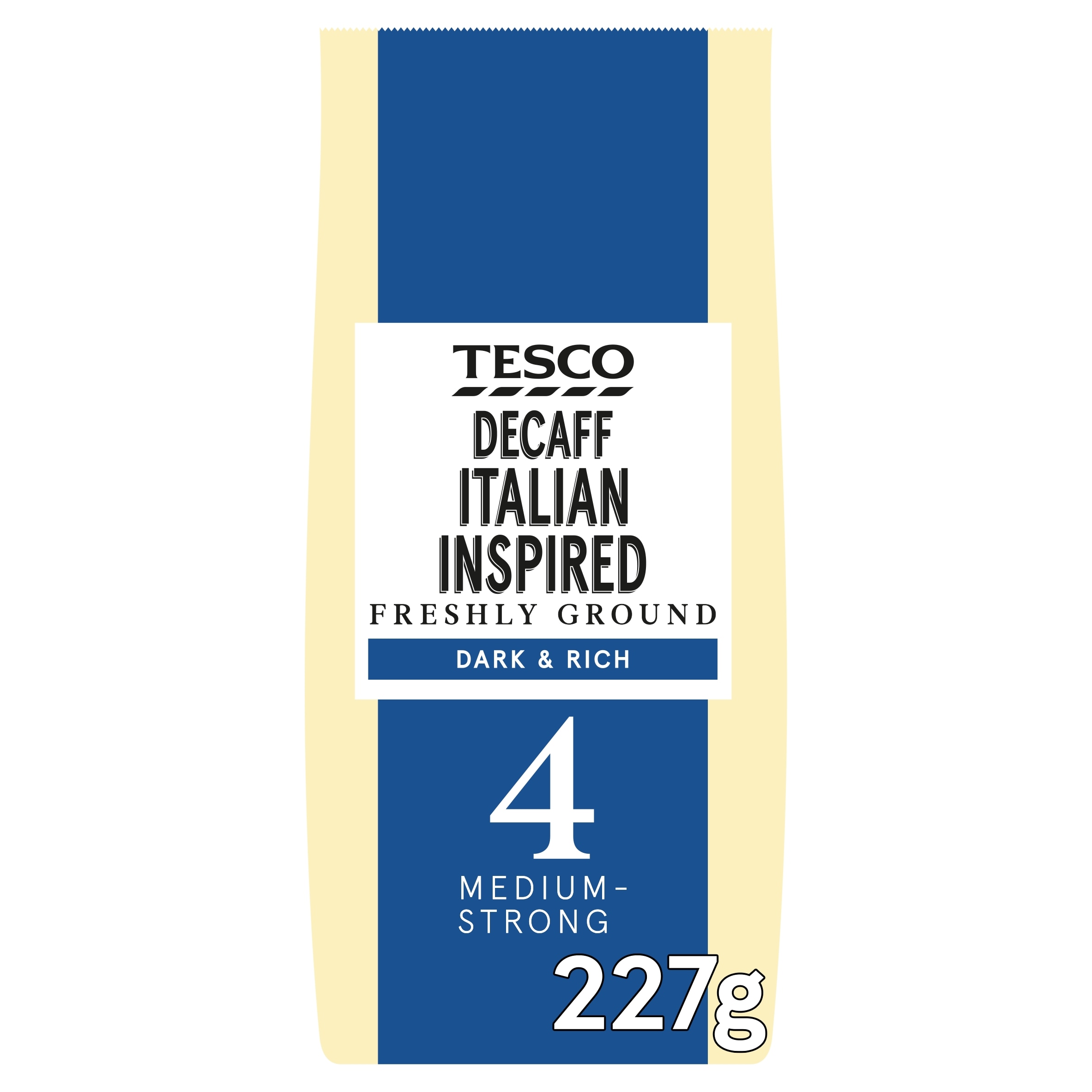 Tesco Decaf Italian Inspired Freshly Ground Coffee No. 4 227G