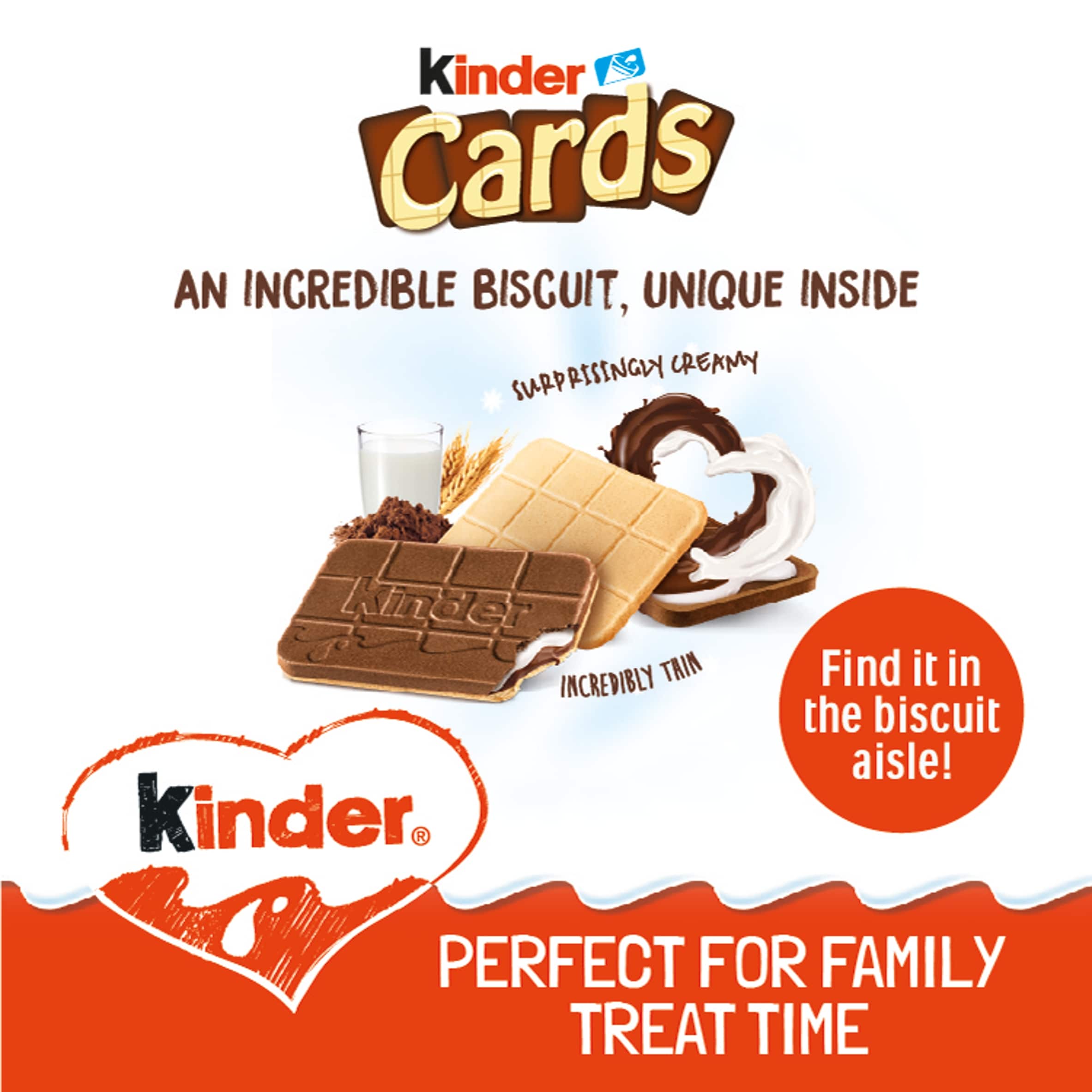 Kinder Cards Cocoa and Milk Biscuit Wafers Multipack, 8x12.8g thumbnail 2