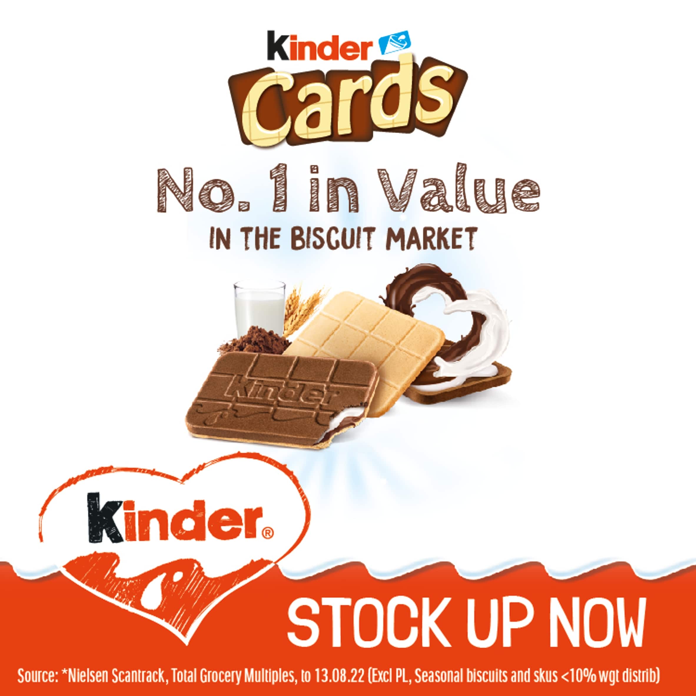 Kinder Cards Cocoa and Milk Biscuit Wafers Multipack, 8x12.8g thumbnail 3