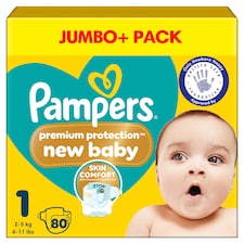 Pampers New Baby Size 1 80 Nappies Jumbo+ Pack