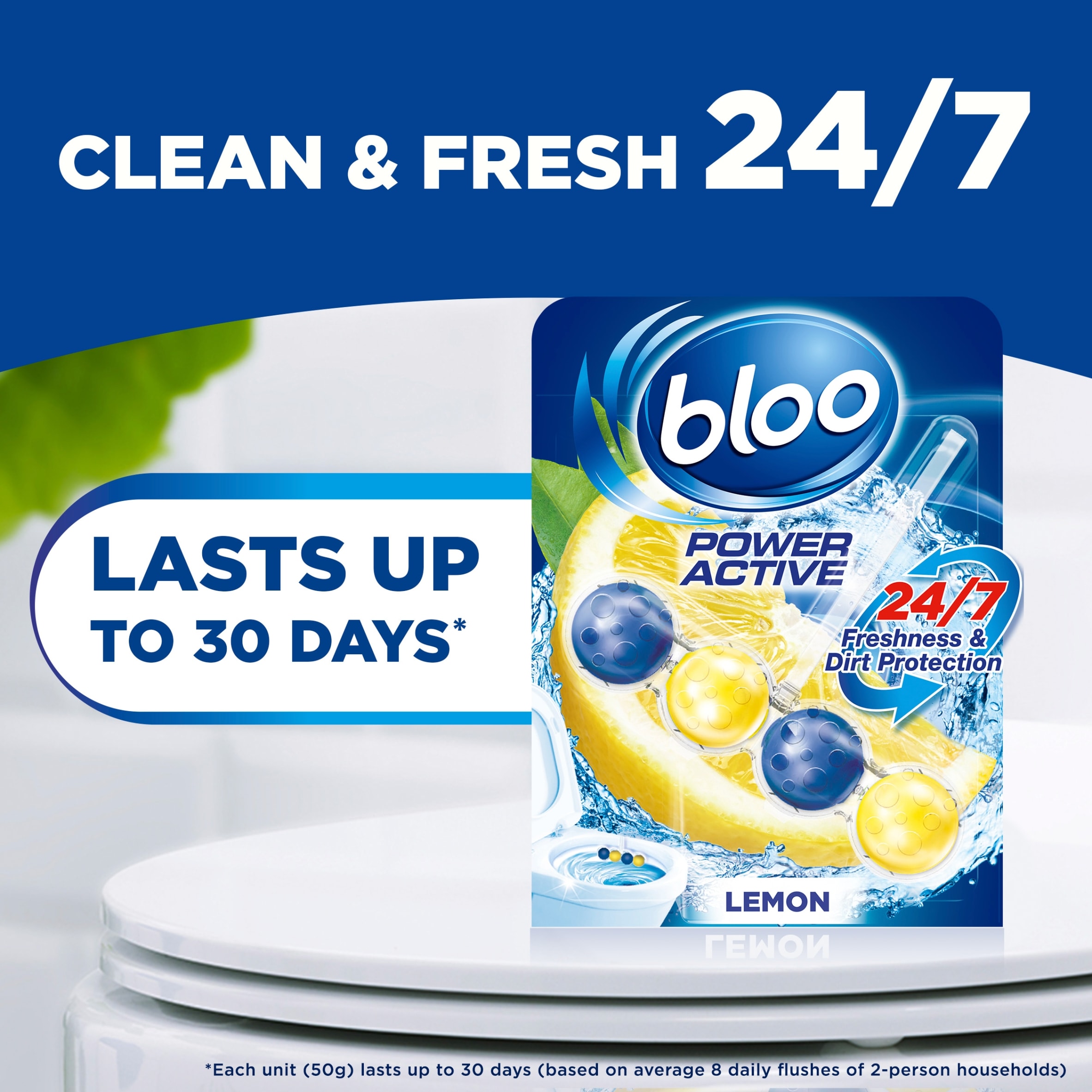 Bloo Power Active Lemon Rim Blocks 2 x 50g thumbnail 4