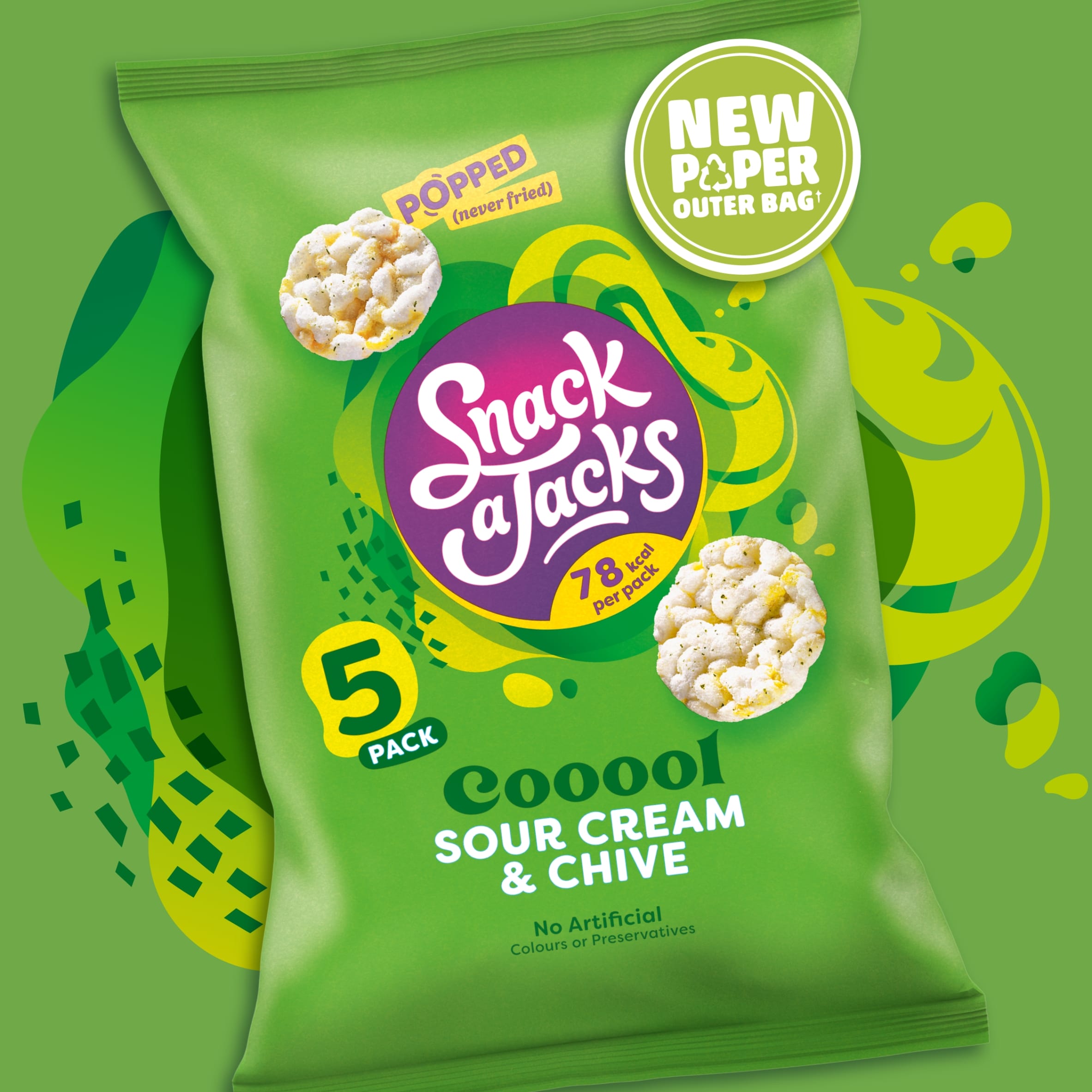 Snack a Jacks Sour Cream & Chive Rice Cakes Multipack Snacks 5x19g thumbnail 2