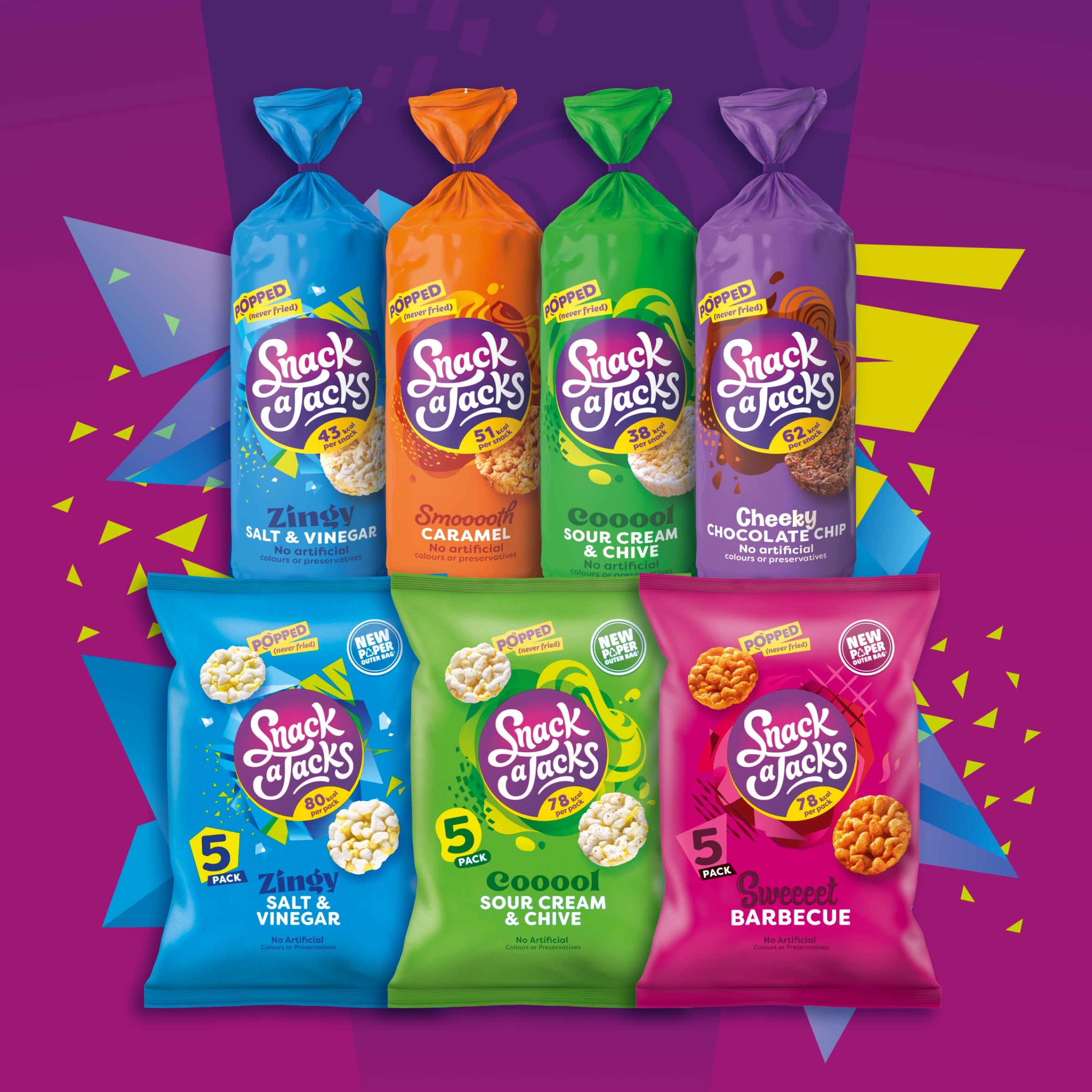 Snack a Jacks Sour Cream & Chive Rice Cakes Multipack Snacks 5x19g thumbnail 4