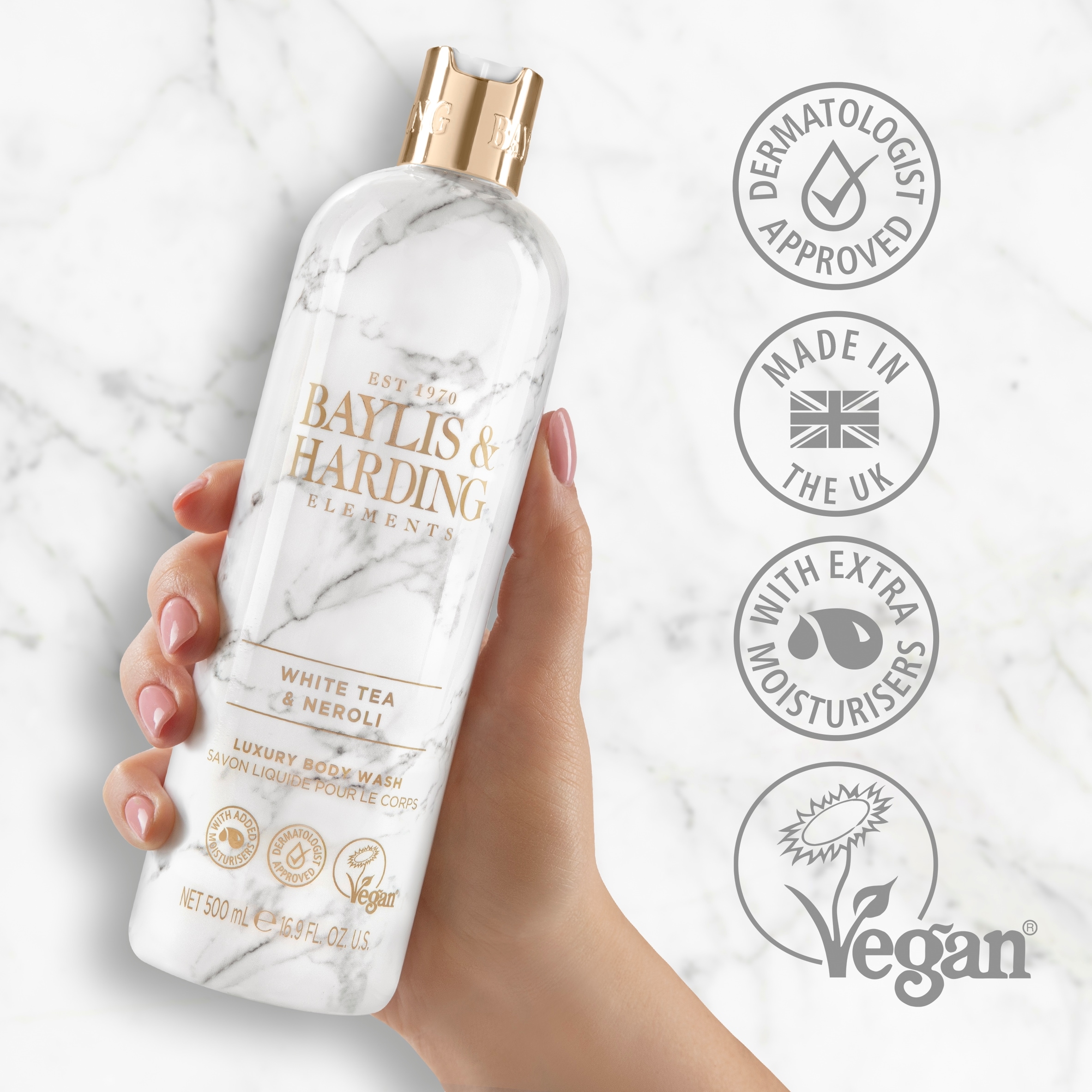 Baylis & Harding Elements Luxury Body Wash - White Tea & Neroli 500ml thumbnail 2