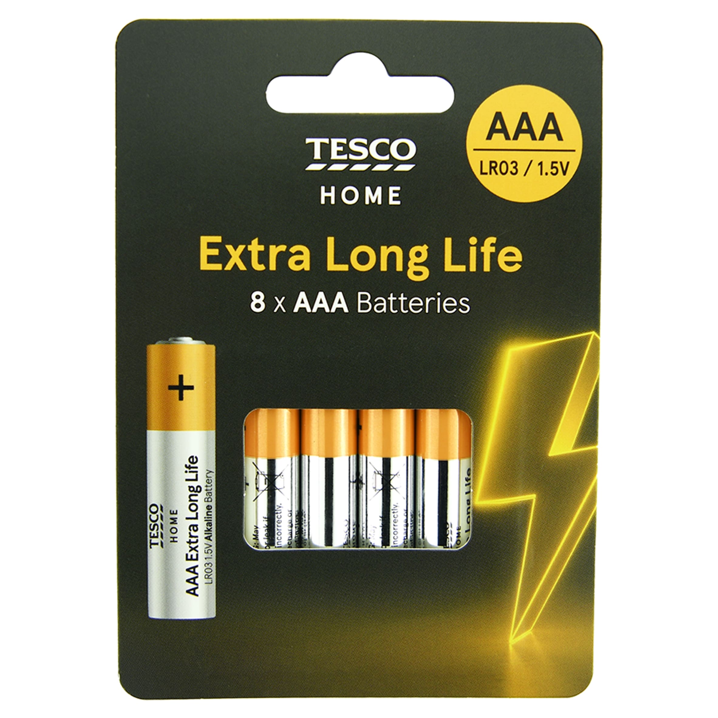 Tesco Extra Long Life AAA Batteries 8 Pack
