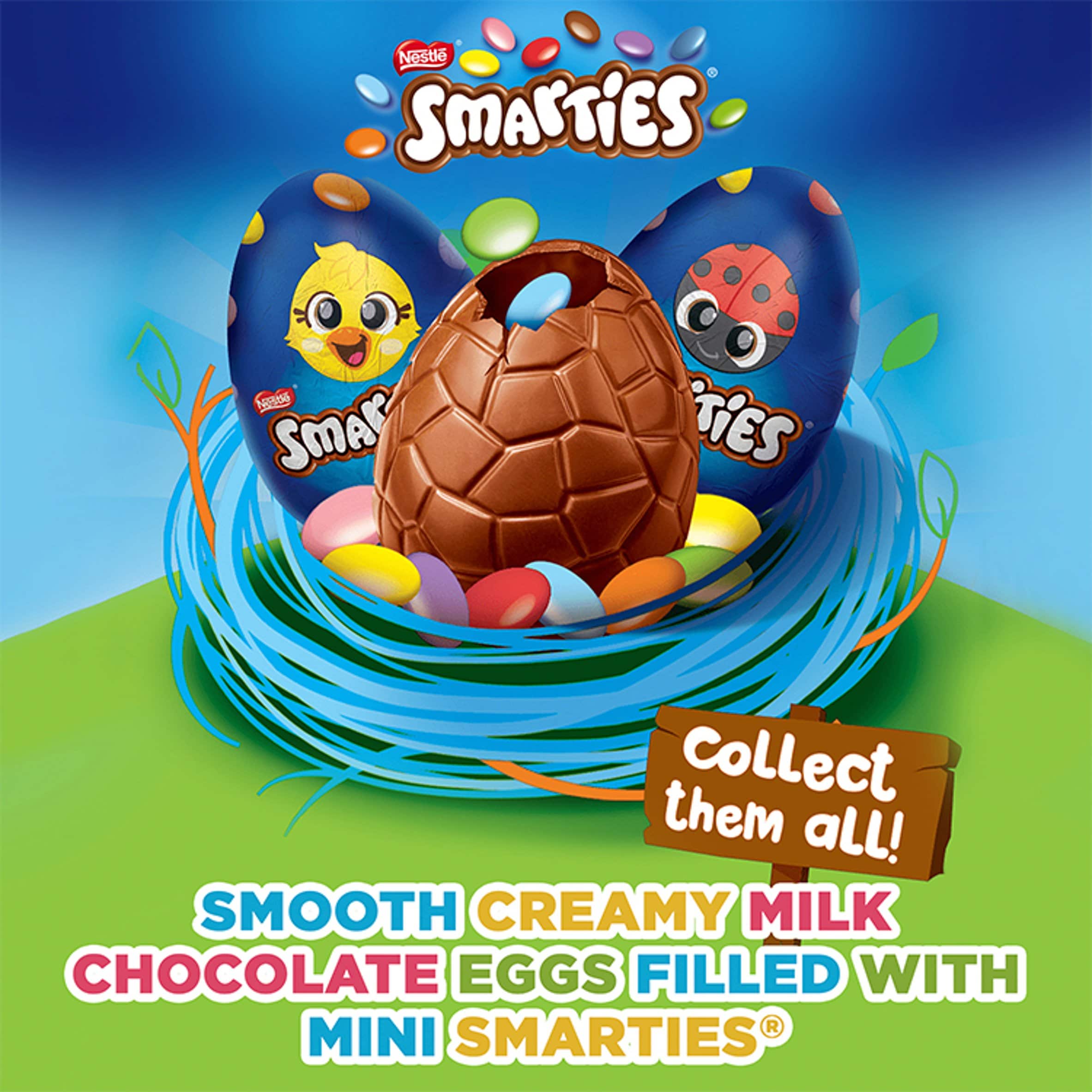 Smarties Milk Chocolate Easter Egg Hunt 8 Pack 140G thumbnail 2