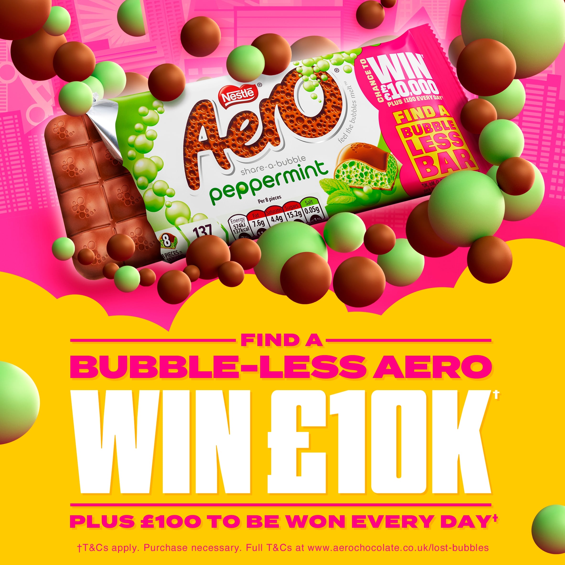 Aero Bubbles Peppermint Mint Chocolate Sharing Bag 92g thumbnail 2