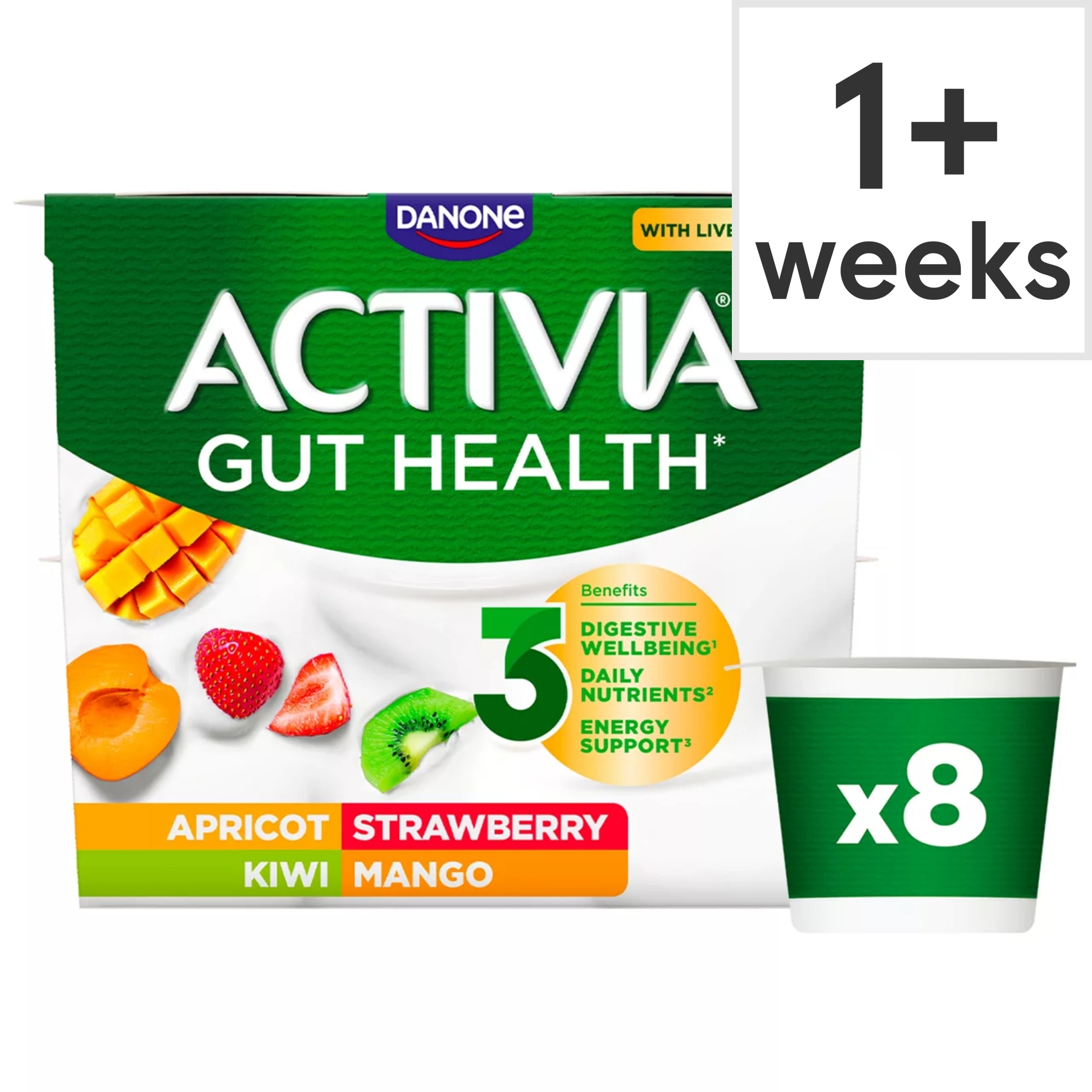 Activia Strawberry & Mixed Fruit Gut Health Yoghurt Multipack 8x115g